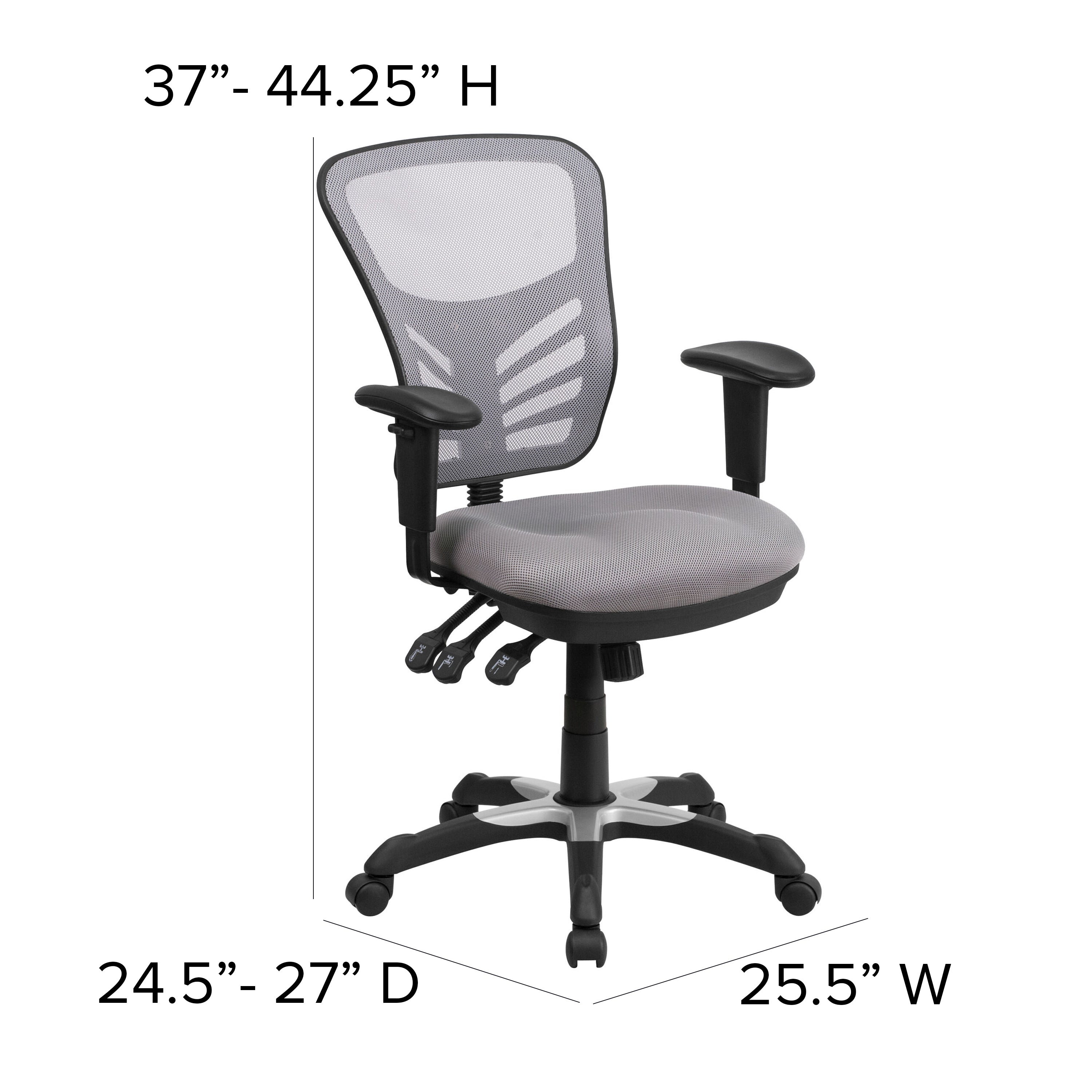 Mid-Back Mesh Multifunction Executive Swivel Ergonomic Office Chair with Adjustable Arms