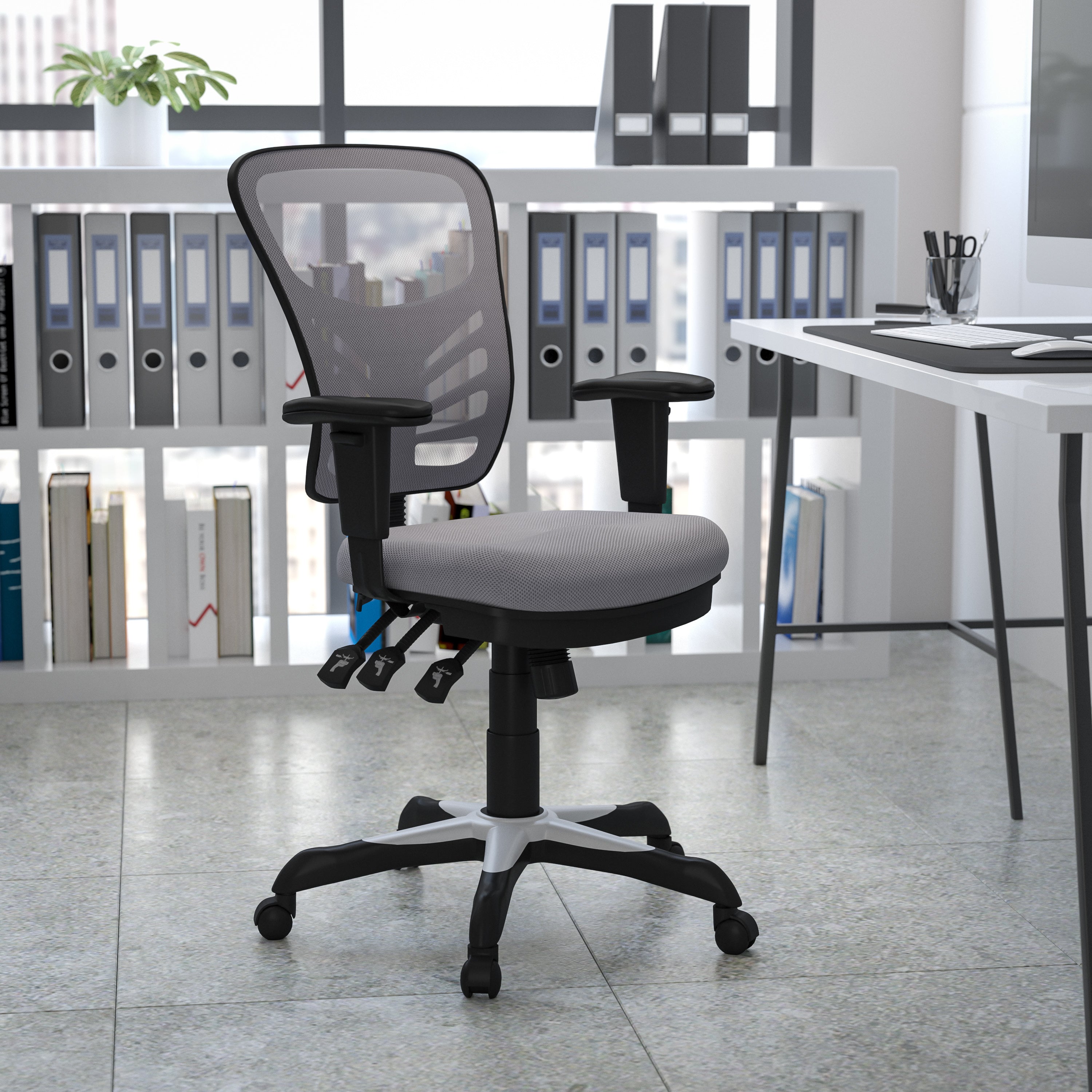 Mid-Back Mesh Multifunction Executive Swivel Ergonomic Office Chair with Adjustable Arms