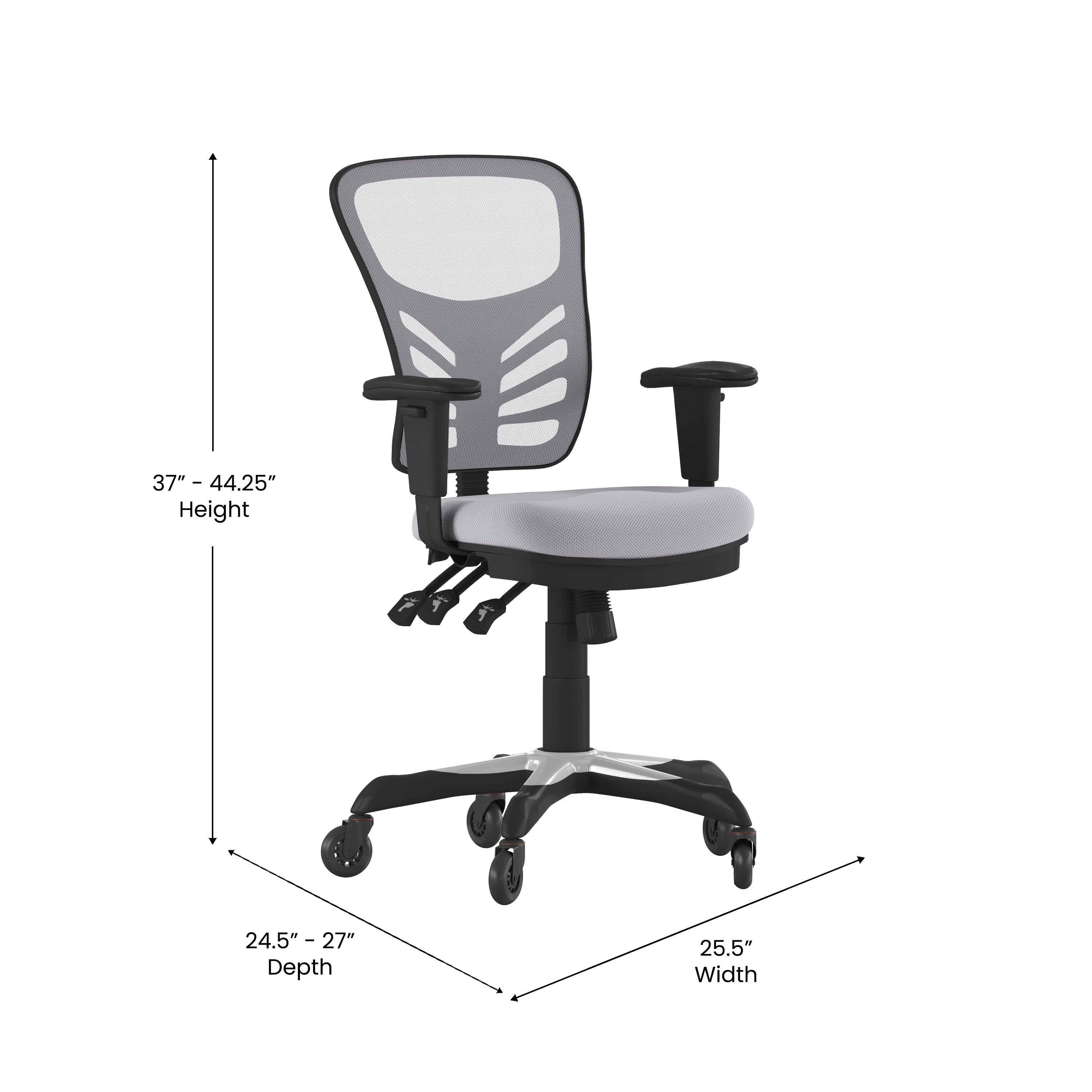 Nicholas Mid-Back Multifunction Executive Swivel Ergonomic Office Chair with Adjustable Arms and Transparent Roller Wheels