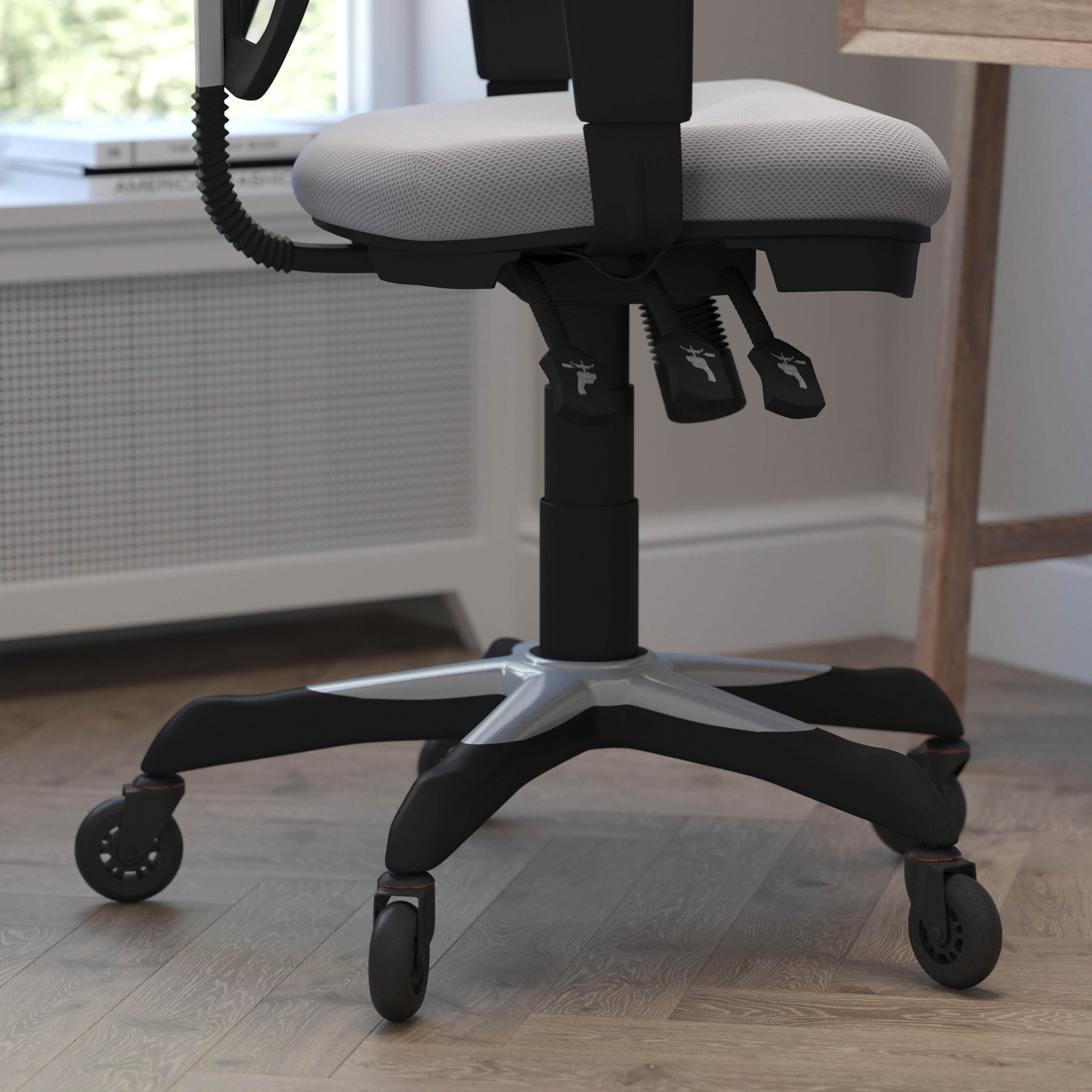 Nicholas Mid-Back Multifunction Executive Swivel Ergonomic Office Chair with Adjustable Arms and Transparent Roller Wheels
