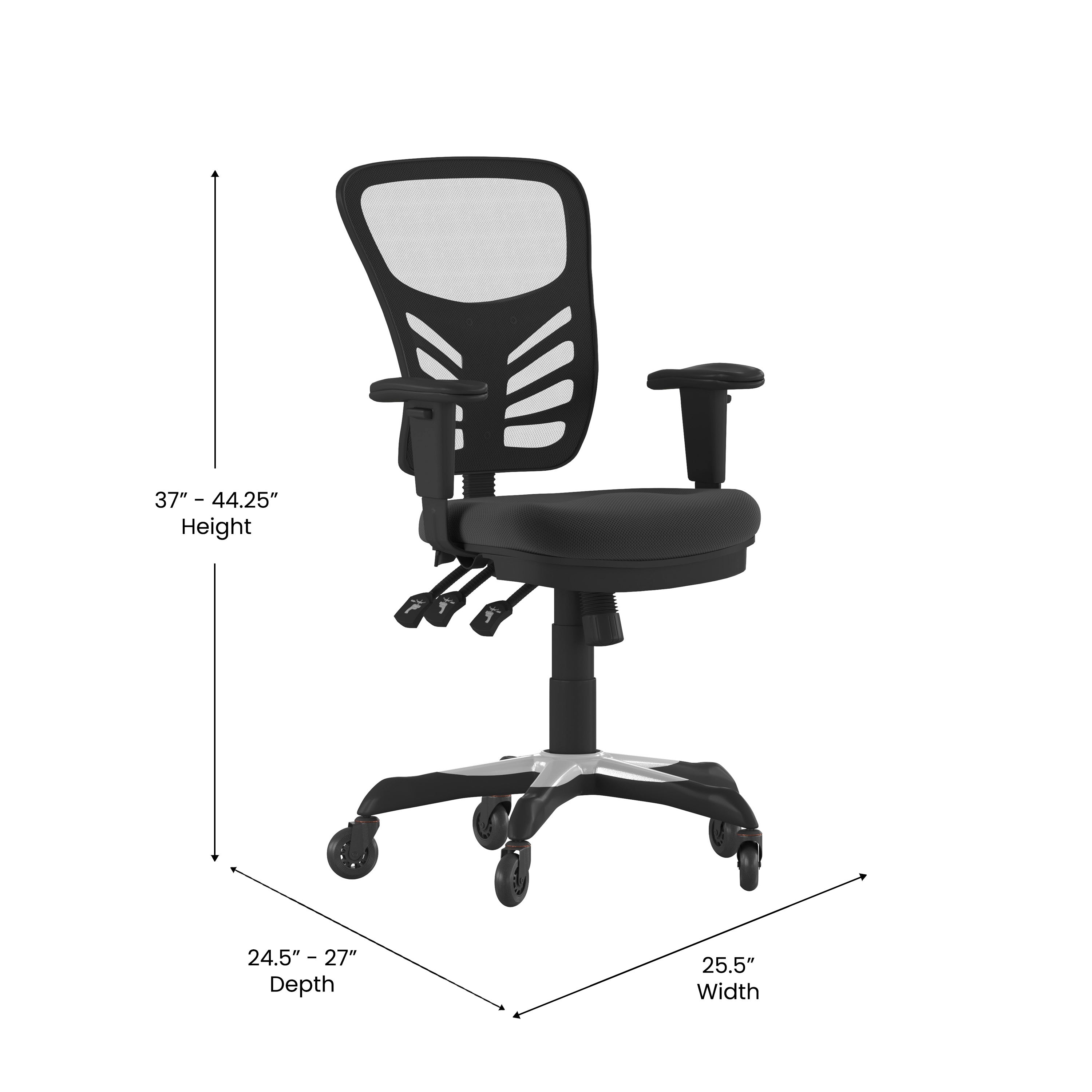 Nicholas Mid-Back Multifunction Executive Swivel Ergonomic Office Chair with Adjustable Arms and Transparent Roller Wheels