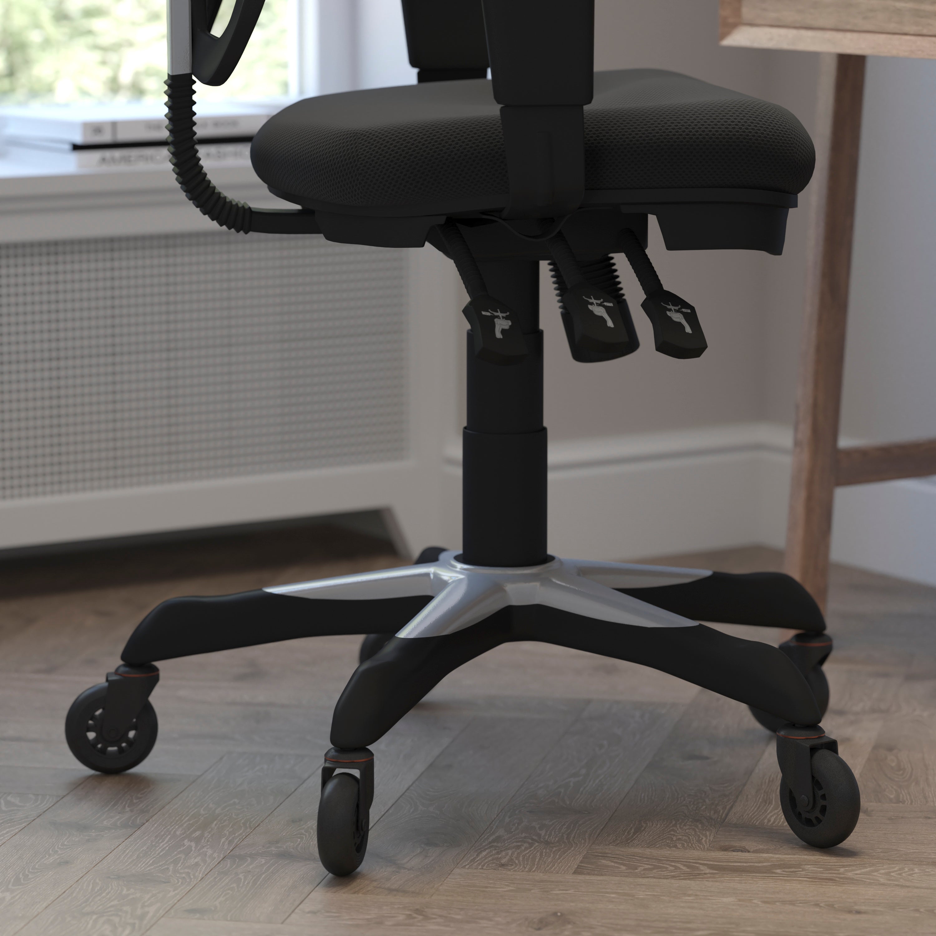 Nicholas Mid-Back Multifunction Executive Swivel Ergonomic Office Chair with Adjustable Arms and Transparent Roller Wheels