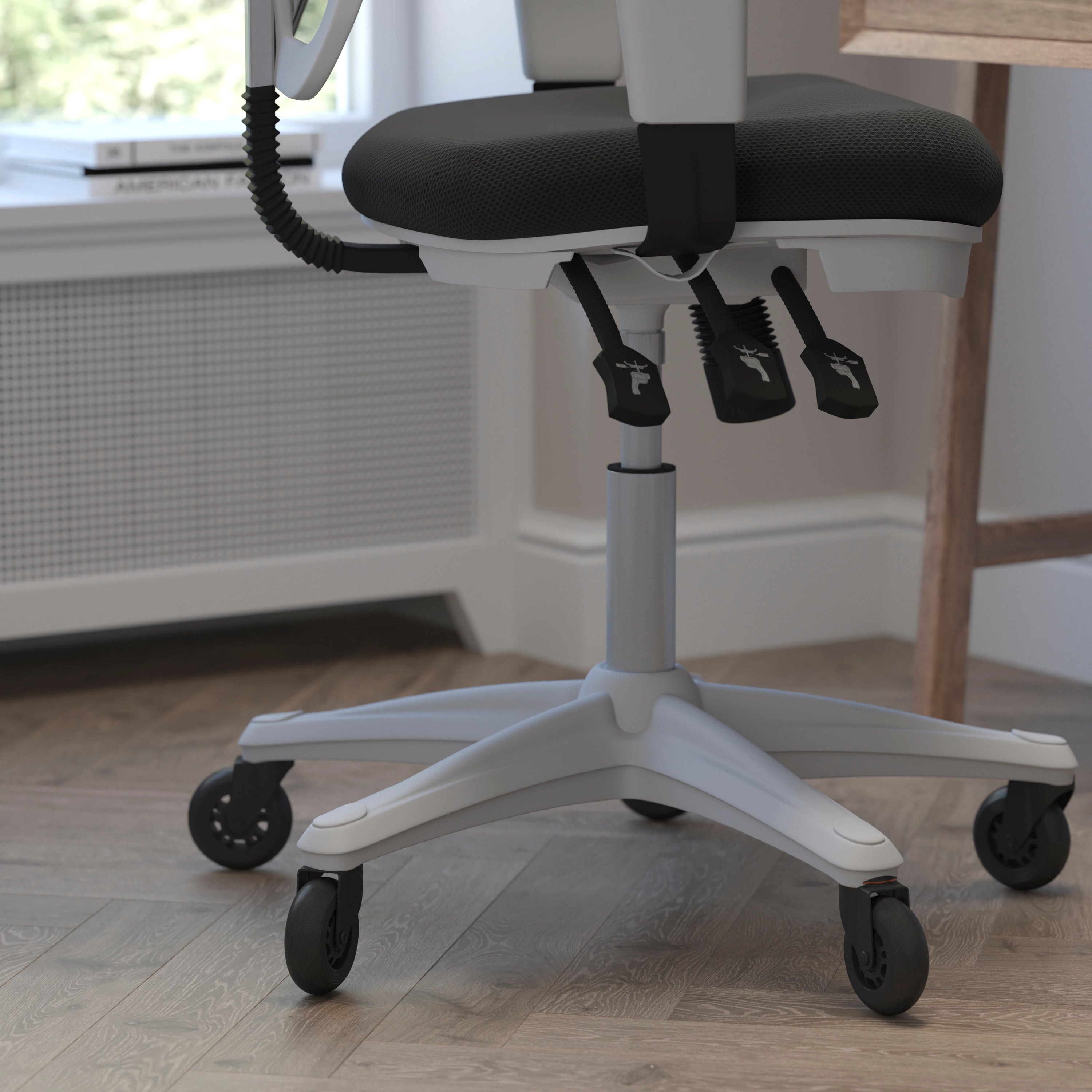 Nicholas Mid-Back Multifunction Executive Swivel Ergonomic Office Chair with Adjustable Arms and Transparent Roller Wheels