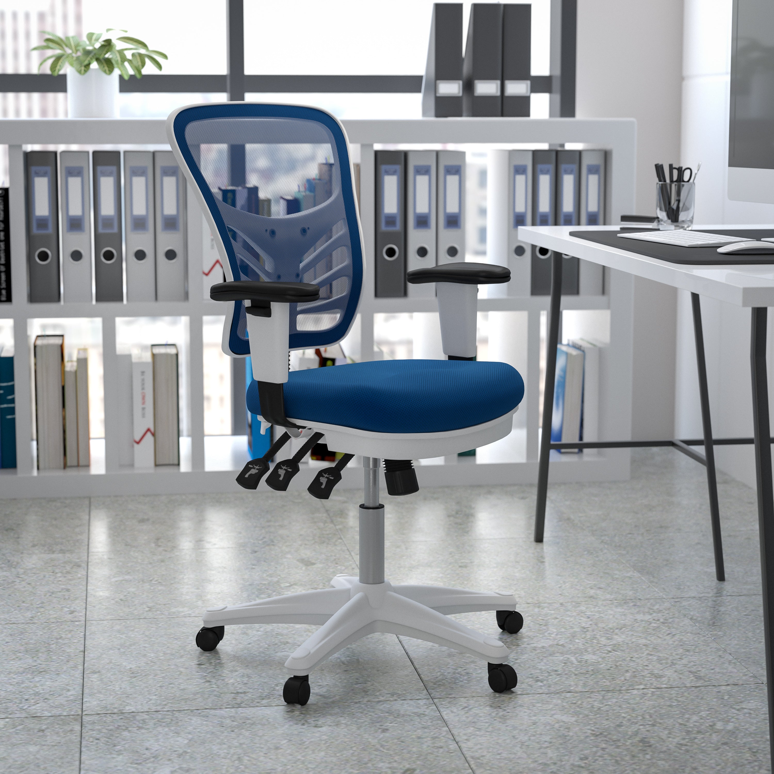 Mid-Back Mesh Multifunction Executive Swivel Ergonomic Office Chair with Adjustable Arms