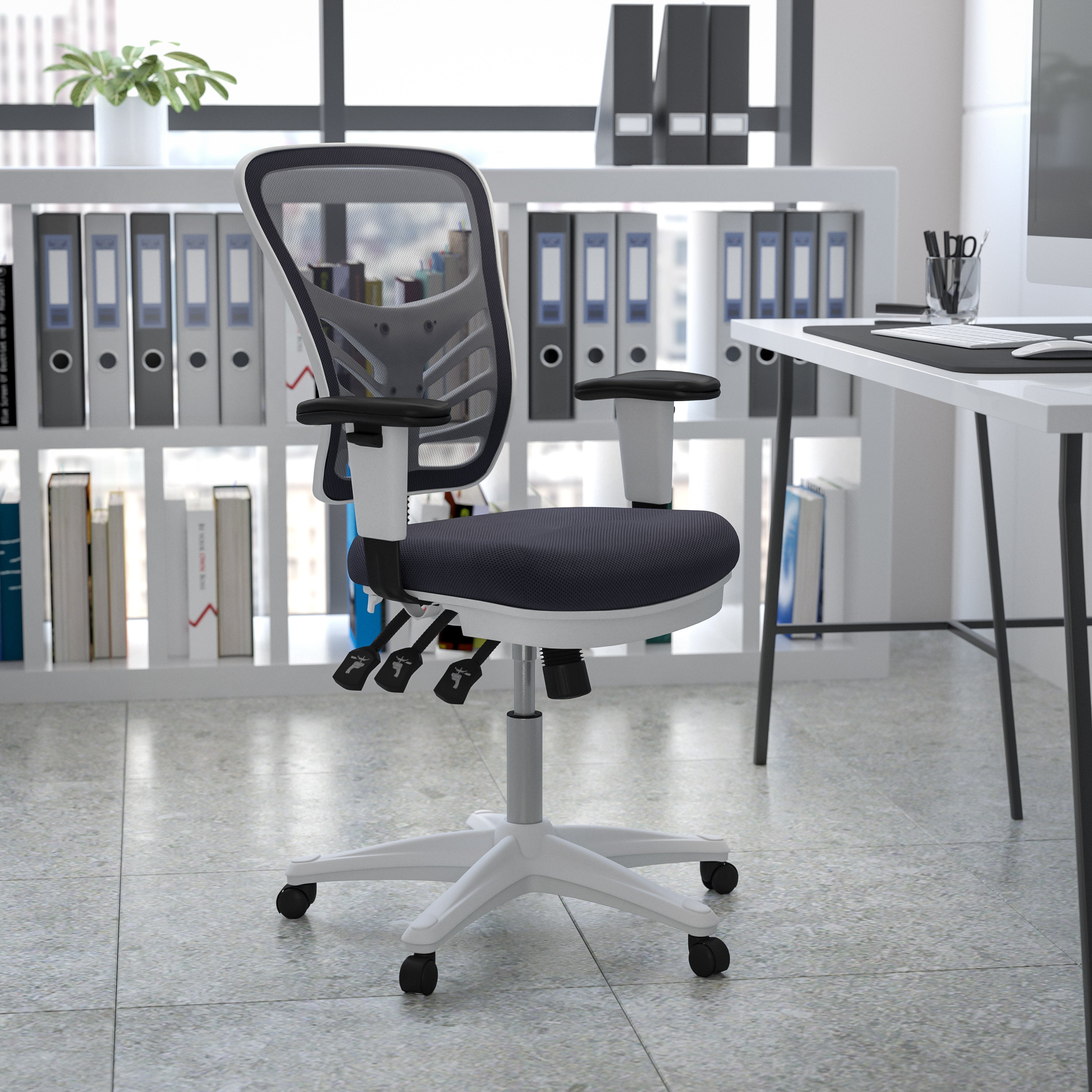 Mid-Back Mesh Multifunction Executive Swivel Ergonomic Office Chair with Adjustable Arms