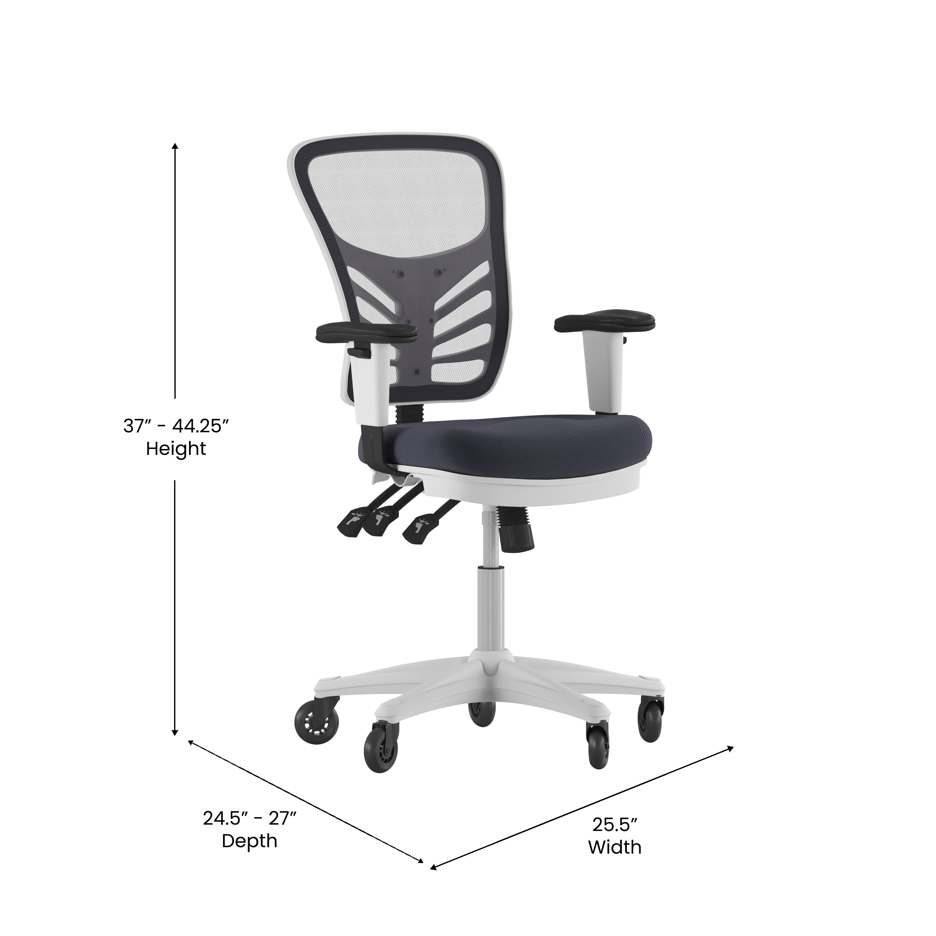 Nicholas Mid-Back Multifunction Executive Swivel Ergonomic Office Chair with Adjustable Arms and Transparent Roller Wheels