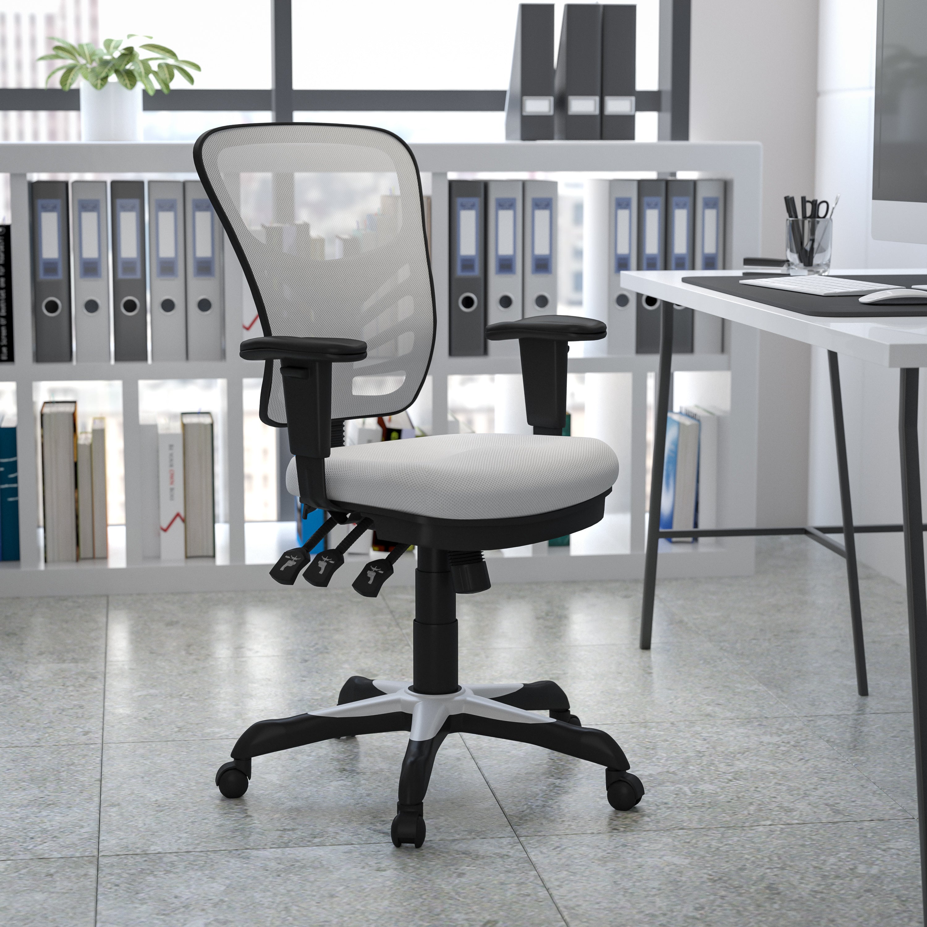 Mid-Back Mesh Multifunction Executive Swivel Ergonomic Office Chair with Adjustable Arms