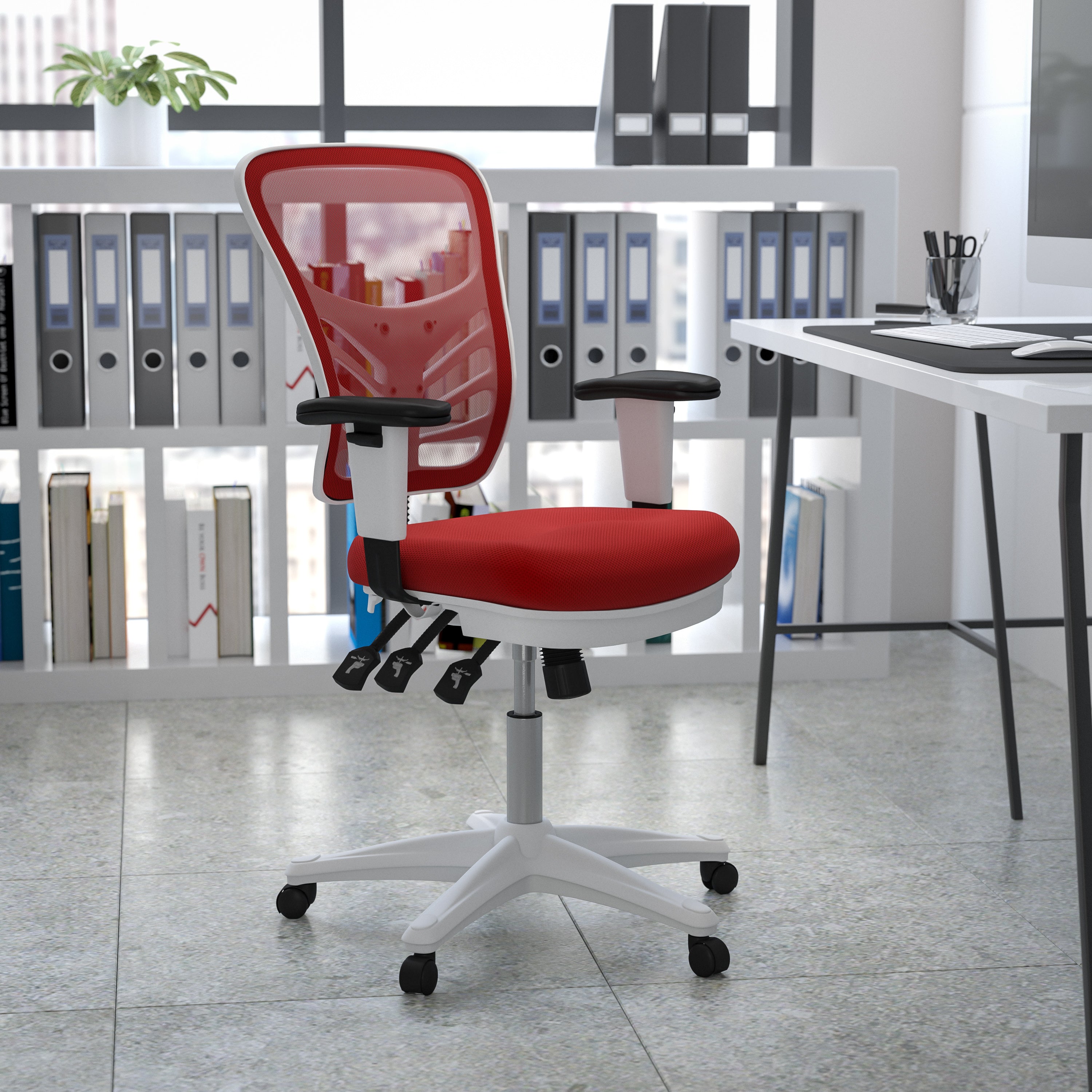 Mid-Back Mesh Multifunction Executive Swivel Ergonomic Office Chair with Adjustable Arms