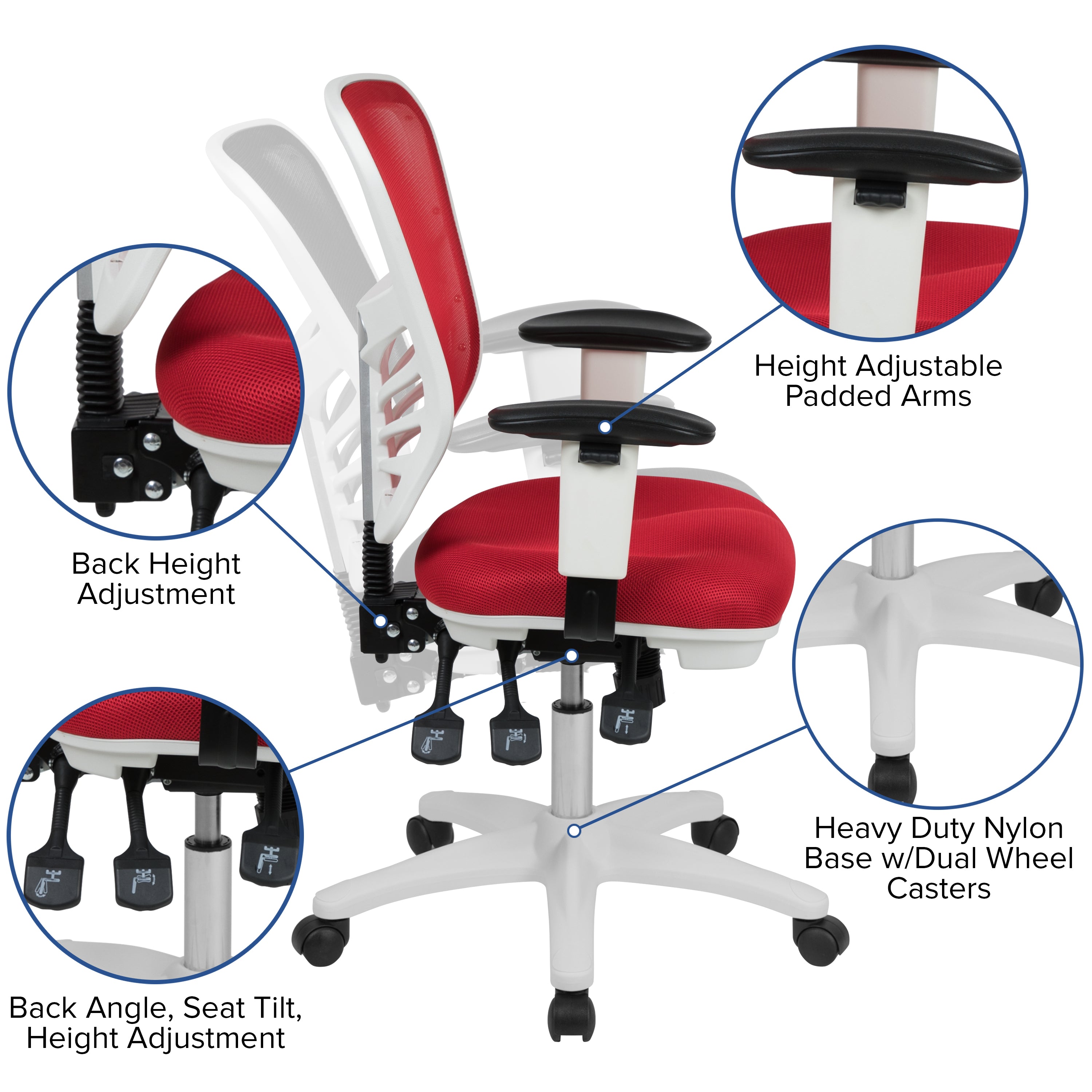 Mid-Back Mesh Multifunction Executive Swivel Ergonomic Office Chair with Adjustable Arms