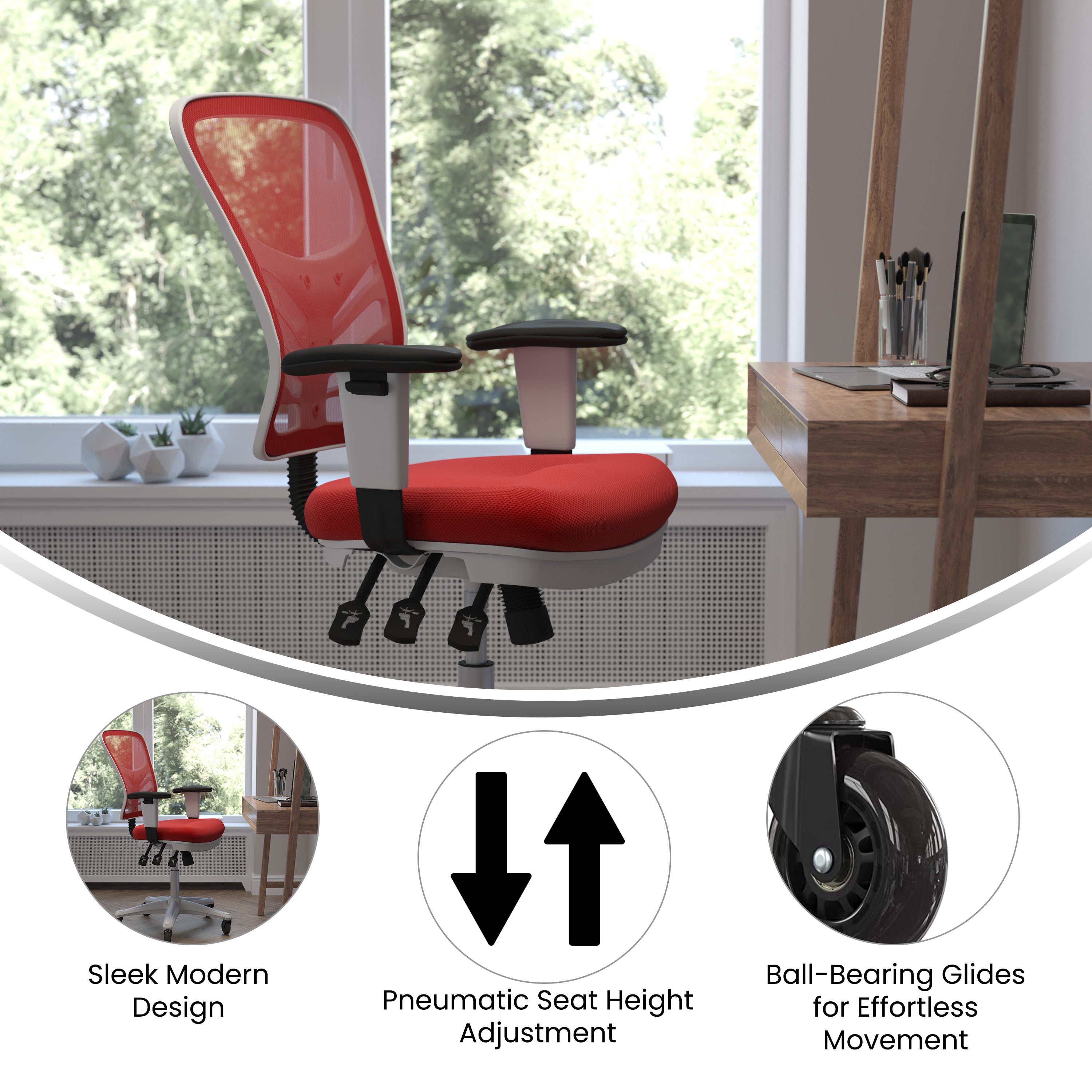 Nicholas Mid-Back Multifunction Executive Swivel Ergonomic Office Chair with Adjustable Arms and Transparent Roller Wheels