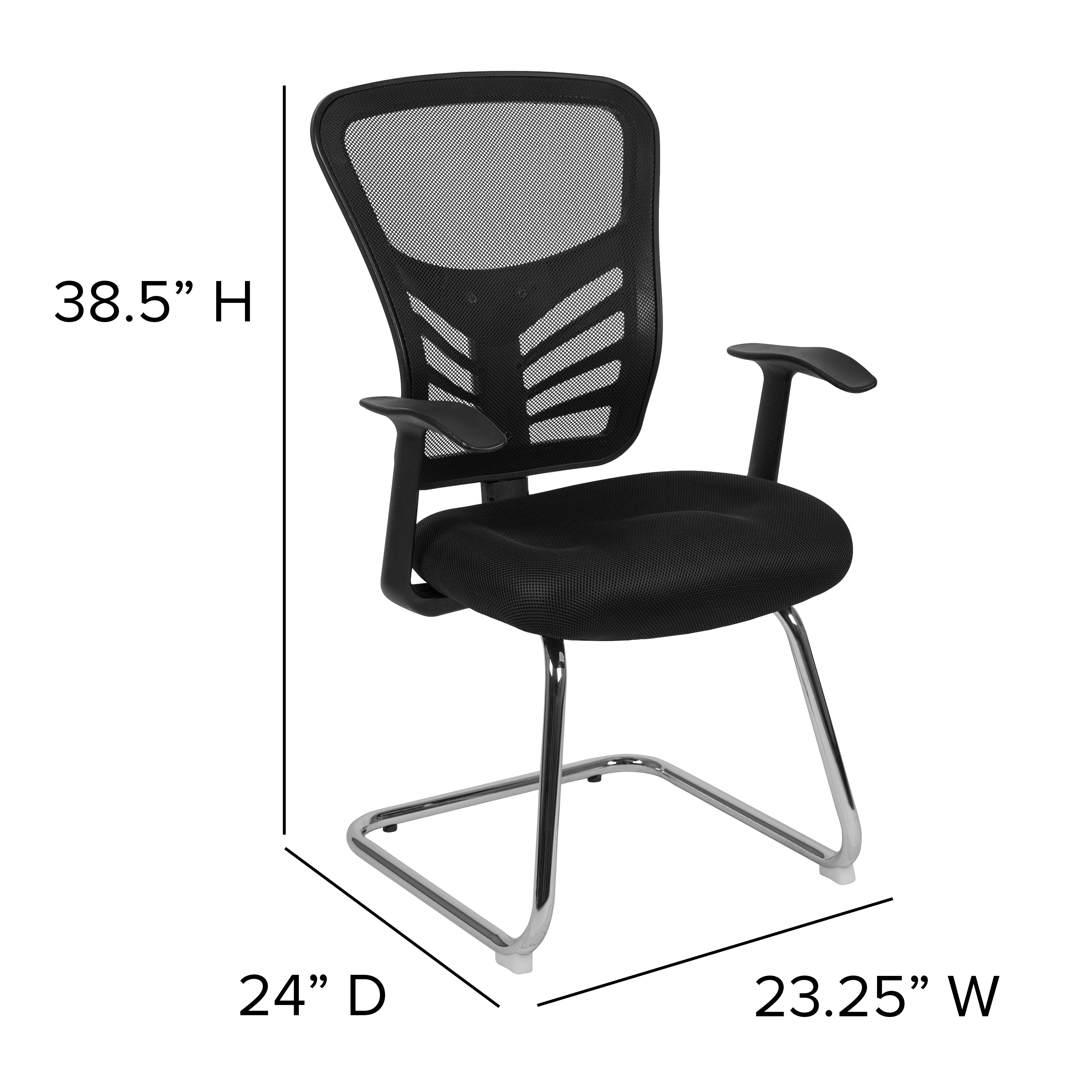 Mesh Side Reception Chair with Chrome Sled Base