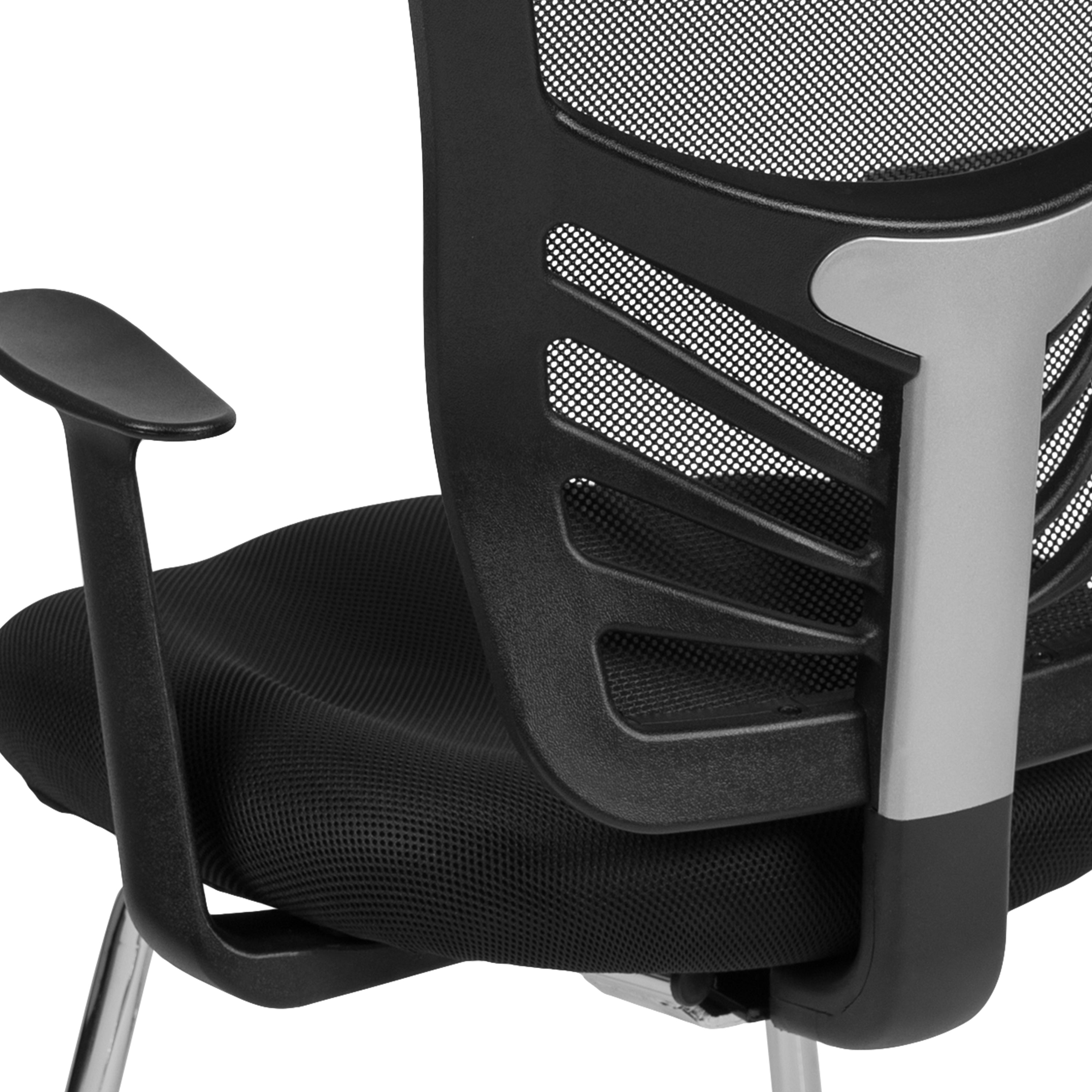 Mesh Side Reception Chair with Chrome Sled Base