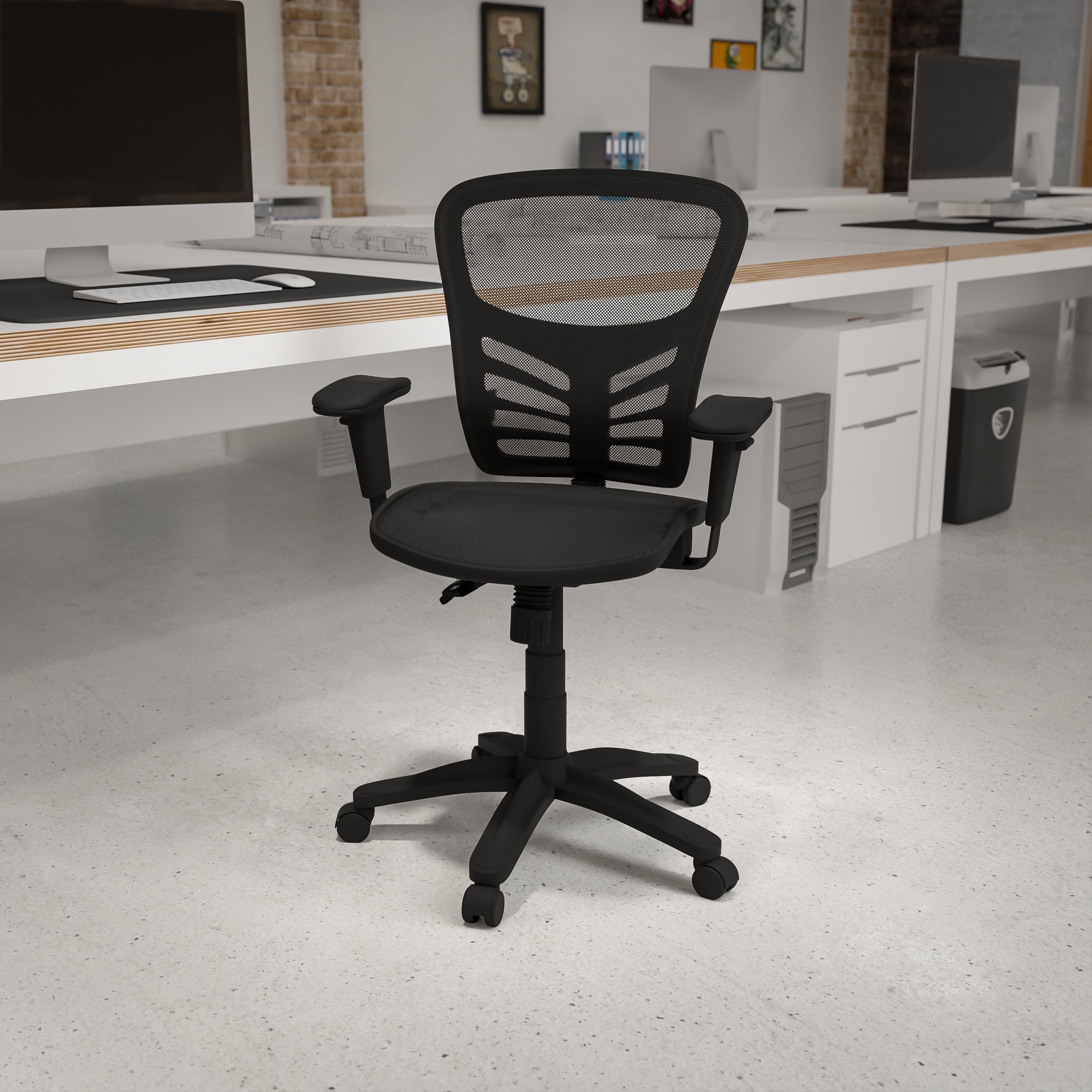 Mid-Back Transparent Mesh Multifunction Executive Swivel Ergonomic Office Chair with Adjustable Arms-Office Chair-Flash Furniture-Wall2Wall Furnishings