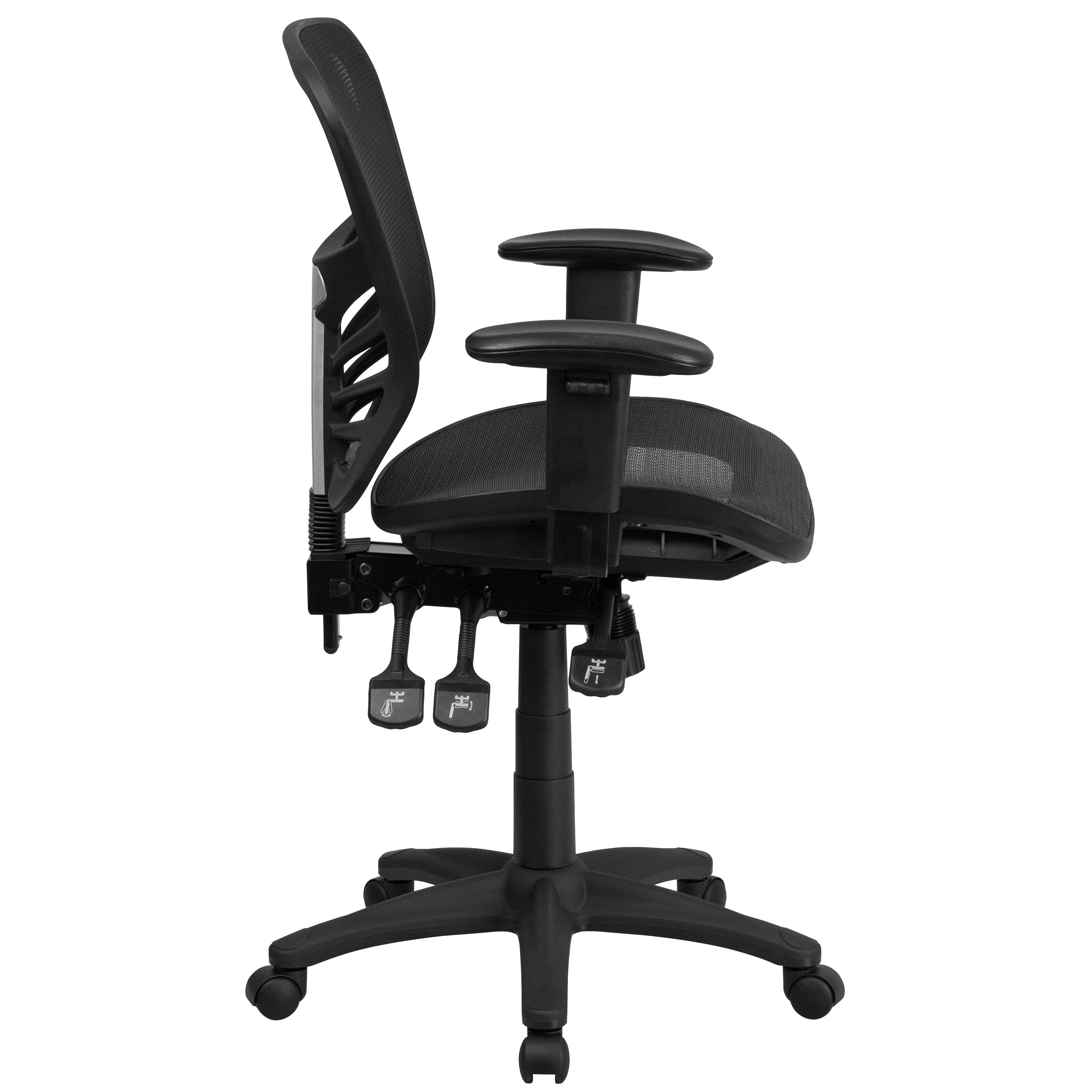 Mid-Back Transparent Mesh Multifunction Executive Swivel Ergonomic Office Chair with Adjustable Arms