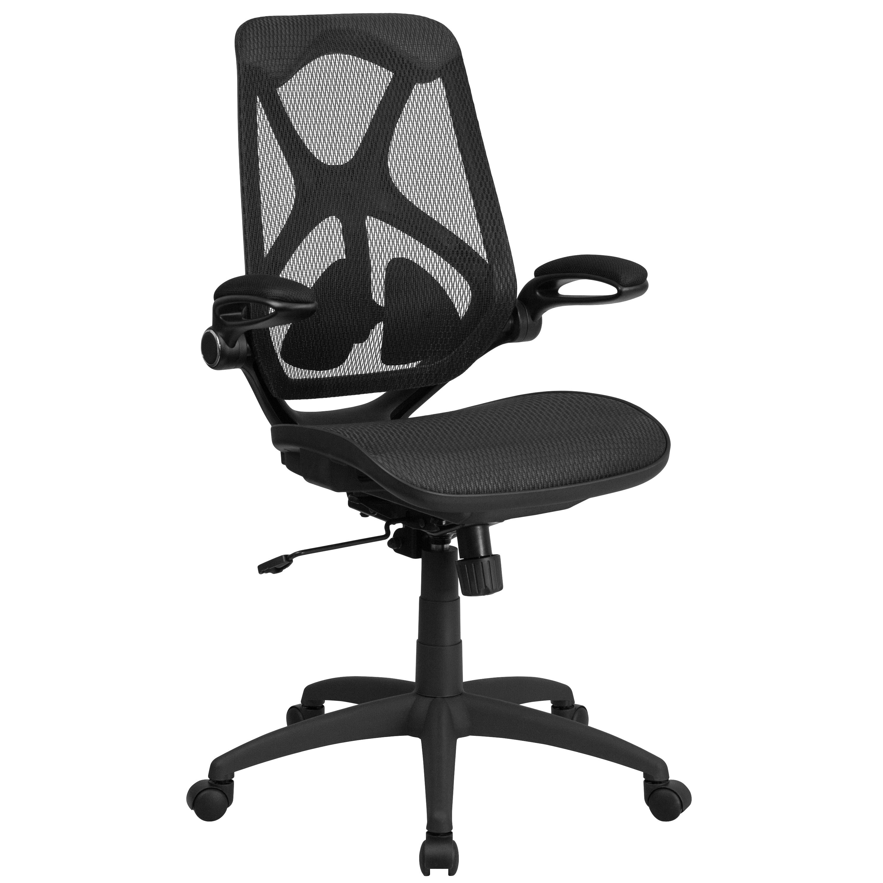 High Back Transparent Mesh Executive Swivel Ergonomic Office Chair with Adjustable Lumbar, 2-Paddle Control and Flip-Up Arms-Office Chair-Flash Furniture-Wall2Wall Furnishings