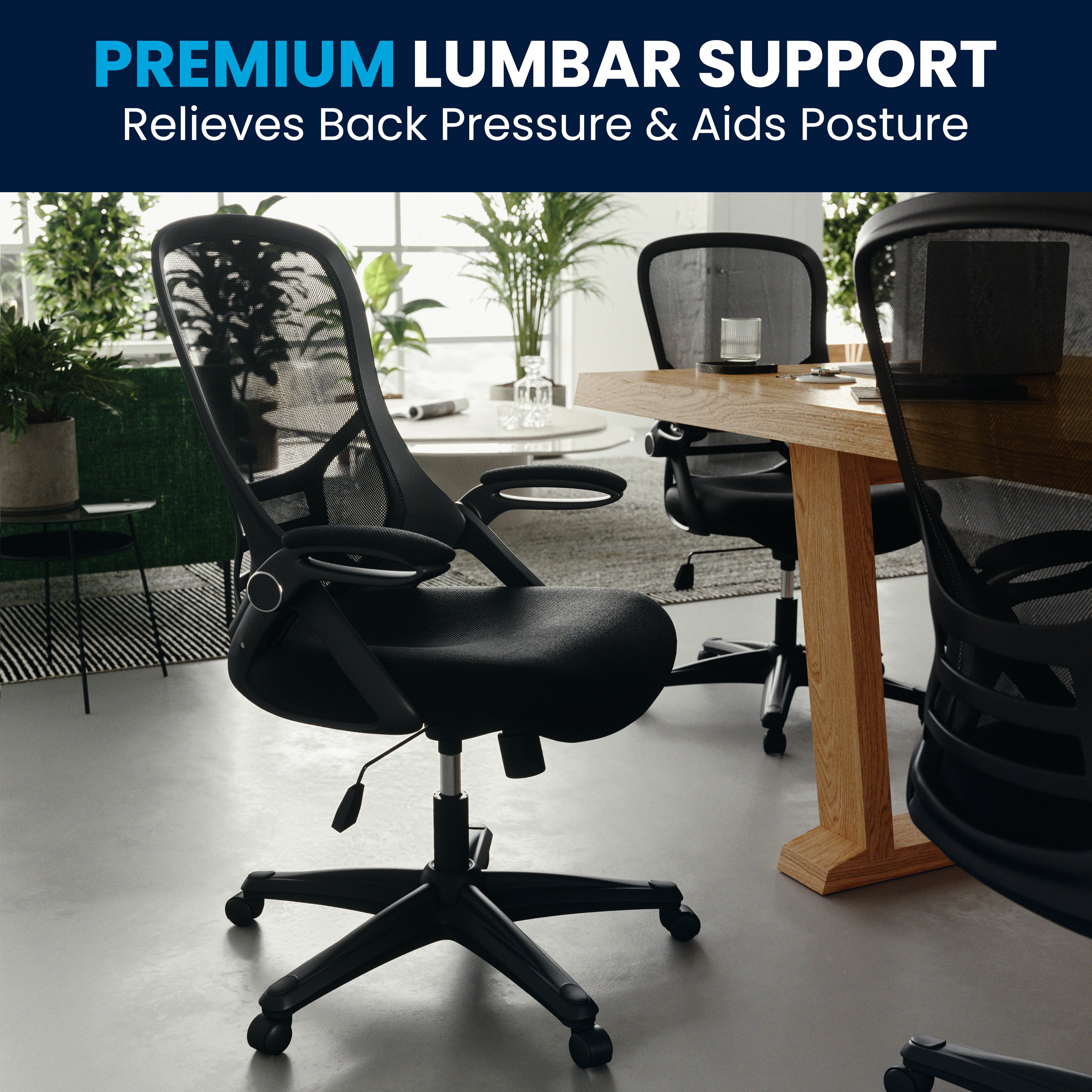 High Back Mesh Ergonomic Swivel Office Chair with Flip-up Arms