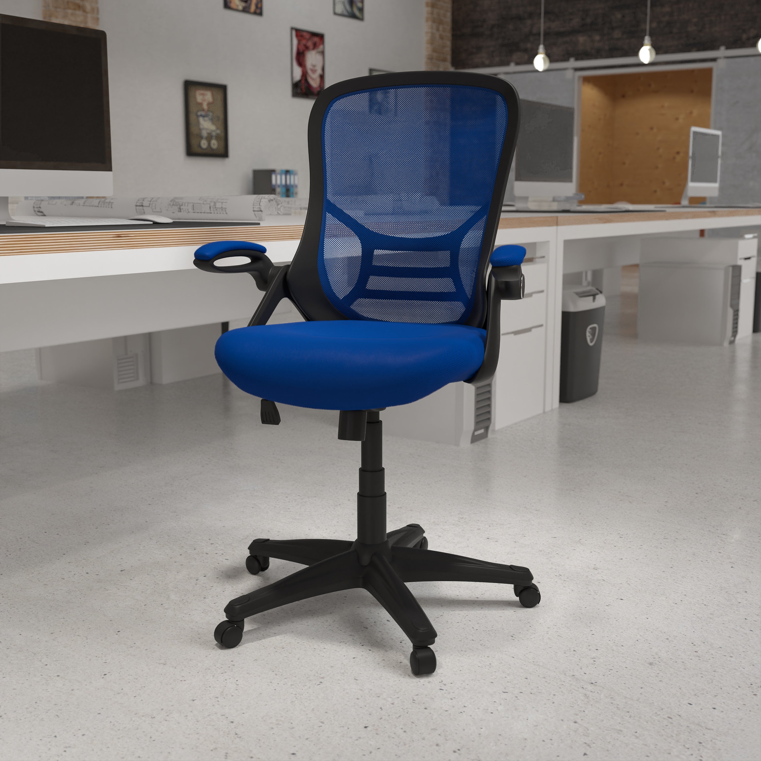 High Back Mesh Ergonomic Swivel Office Chair with Flip-up Arms
