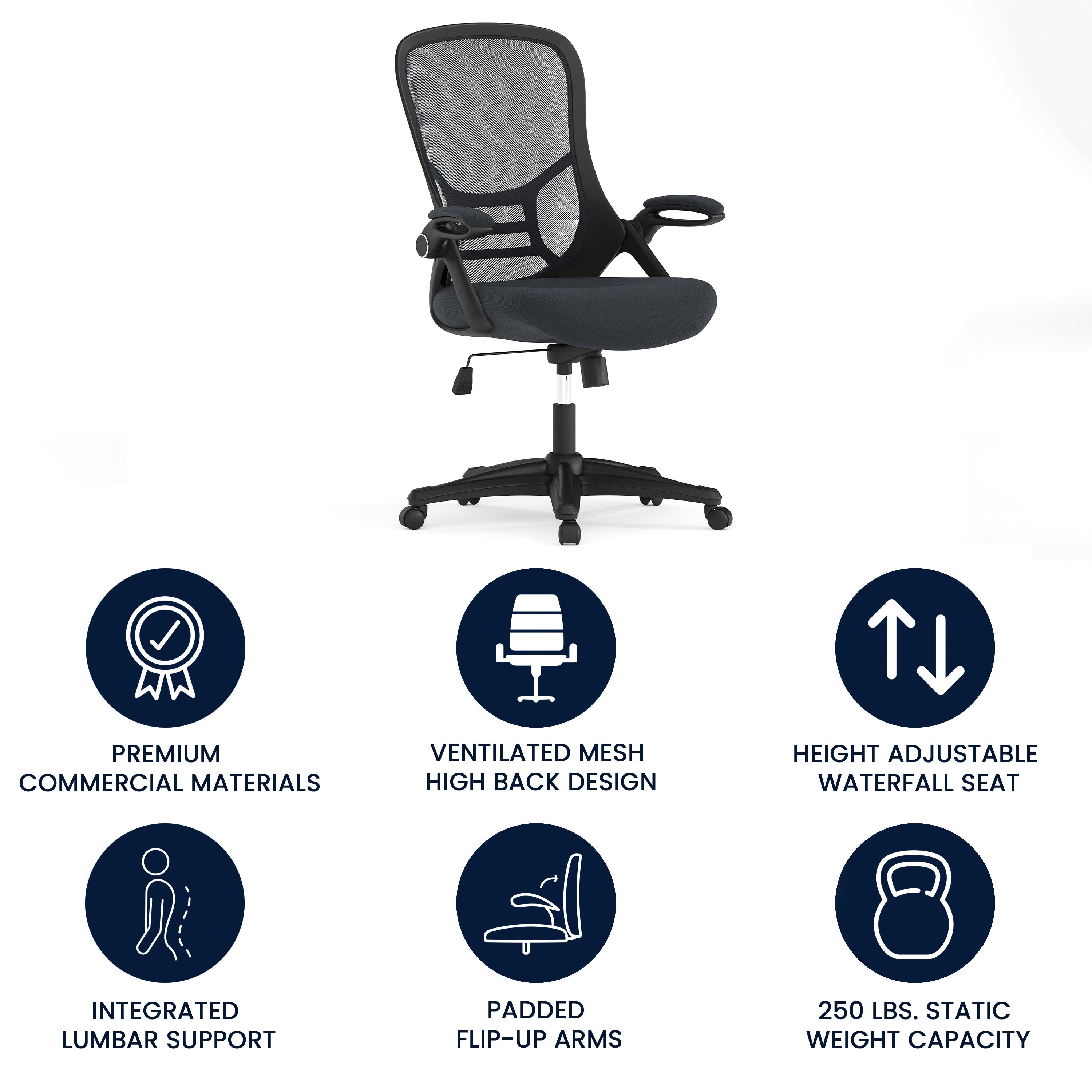 High Back Mesh Ergonomic Swivel Office Chair with Flip-up Arms
