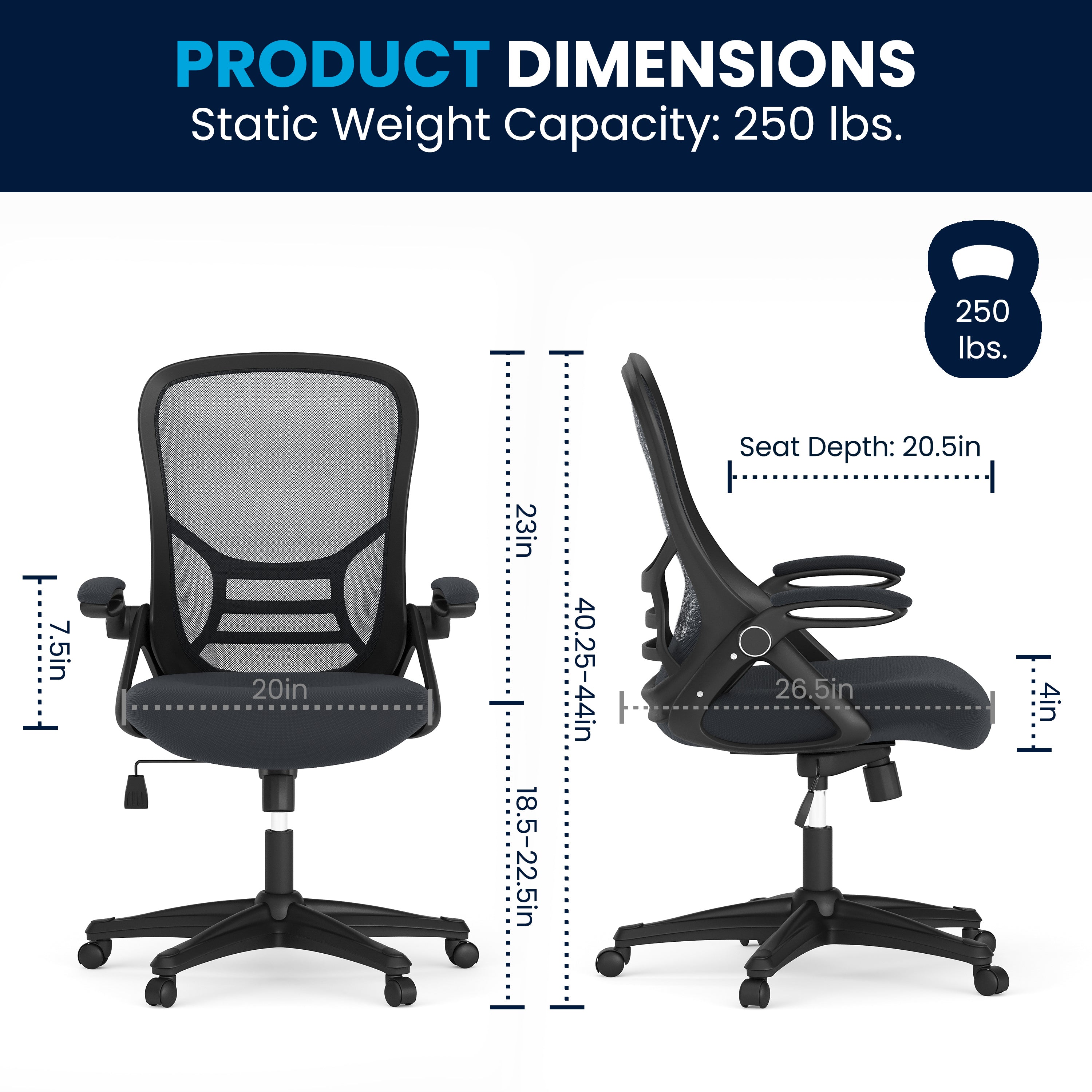 High Back Mesh Ergonomic Swivel Office Chair with Flip-up Arms