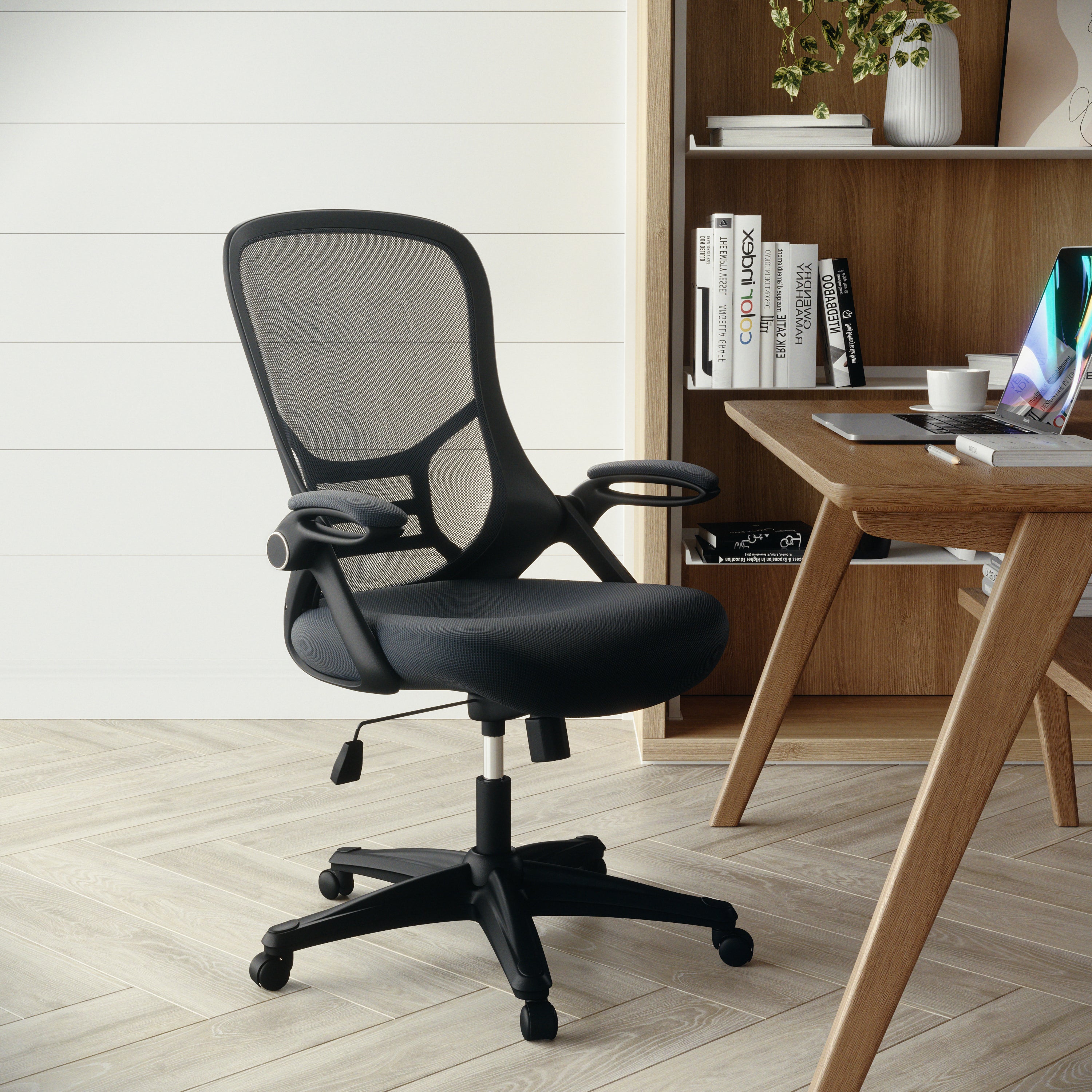 High Back Mesh Ergonomic Swivel Office Chair with Flip-up Arms