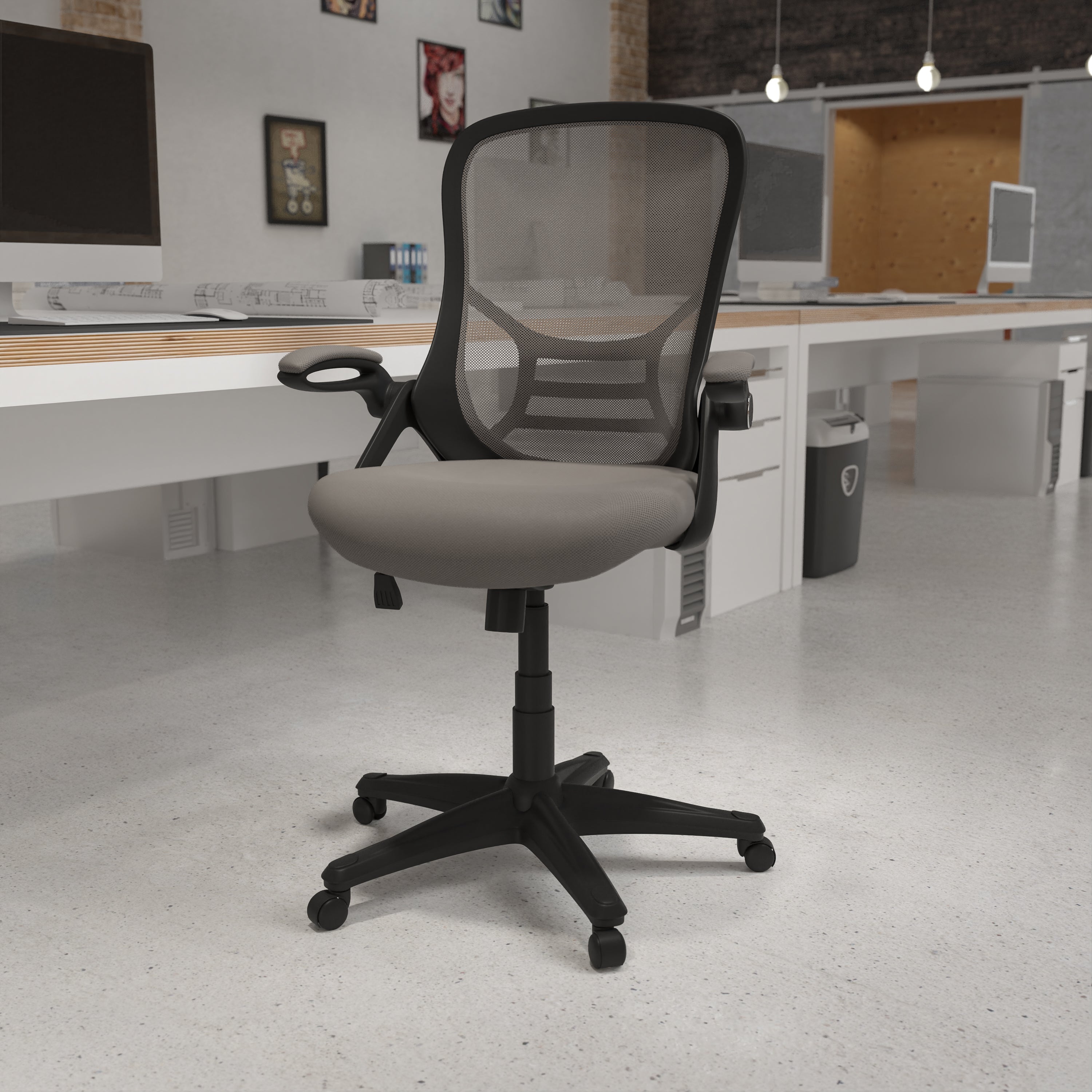 High Back Mesh Ergonomic Swivel Office Chair with Flip-up Arms