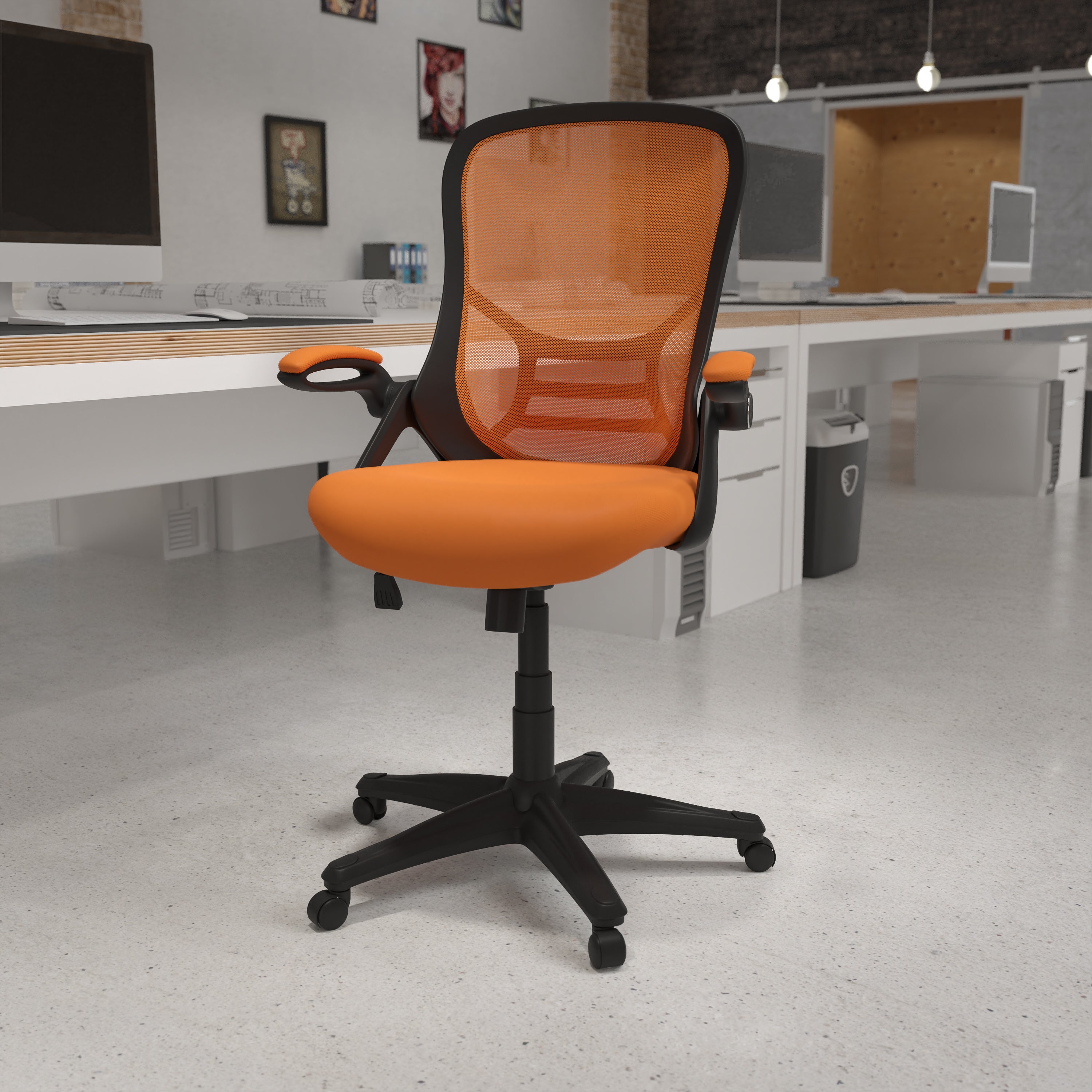 High Back Mesh Ergonomic Swivel Office Chair with Flip-up Arms