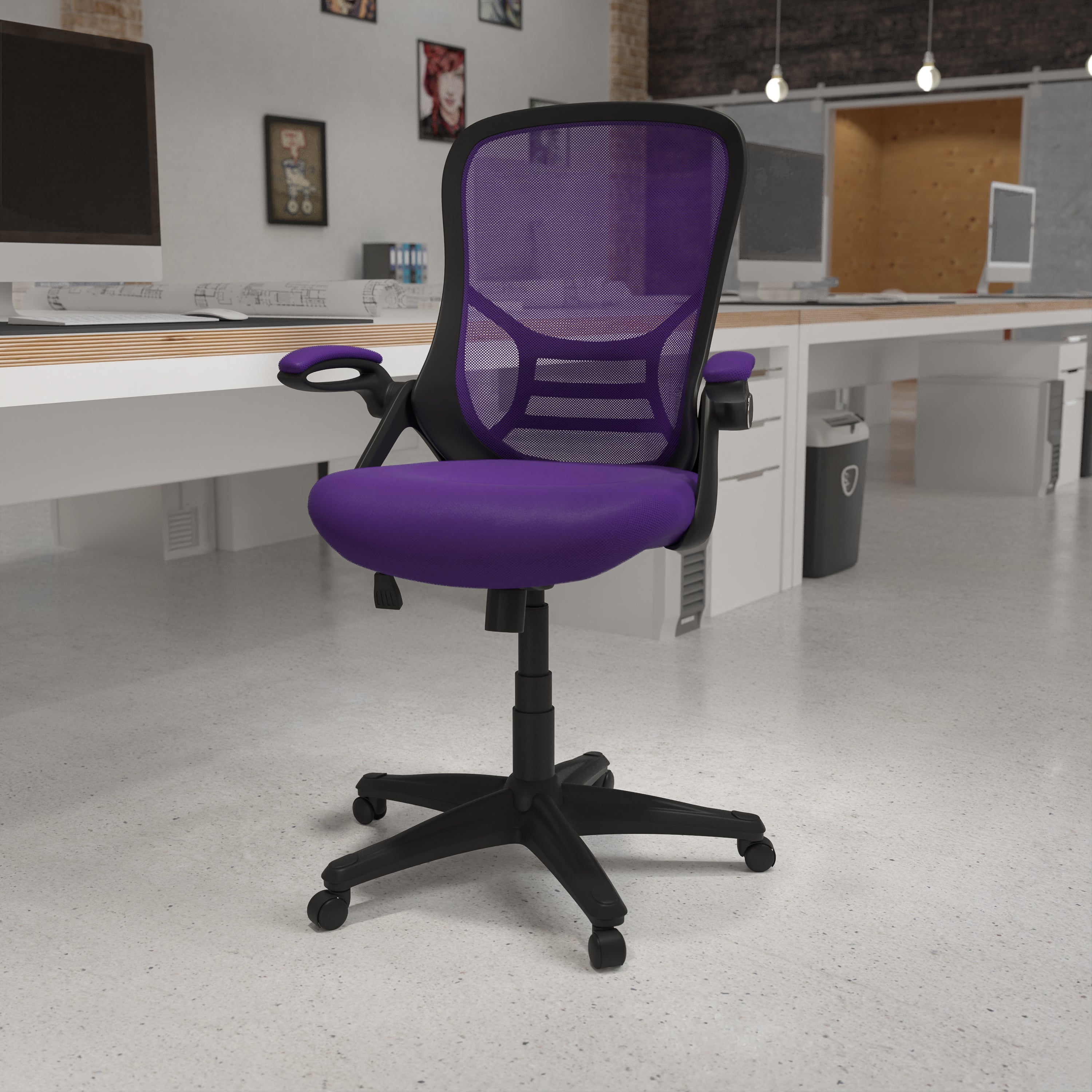 High Back Mesh Ergonomic Swivel Office Chair with Flip-up Arms