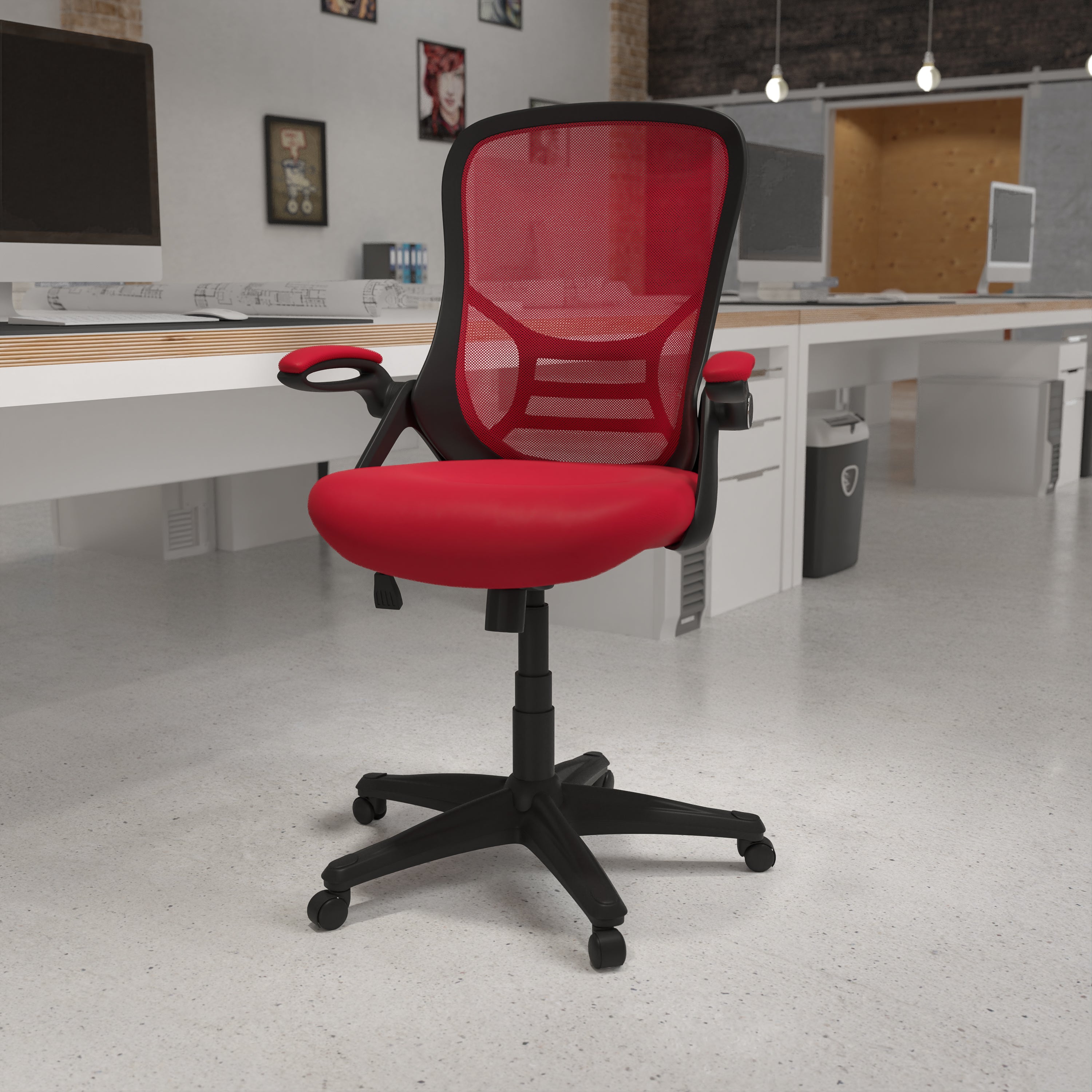 High Back Mesh Ergonomic Swivel Office Chair with Flip-up Arms