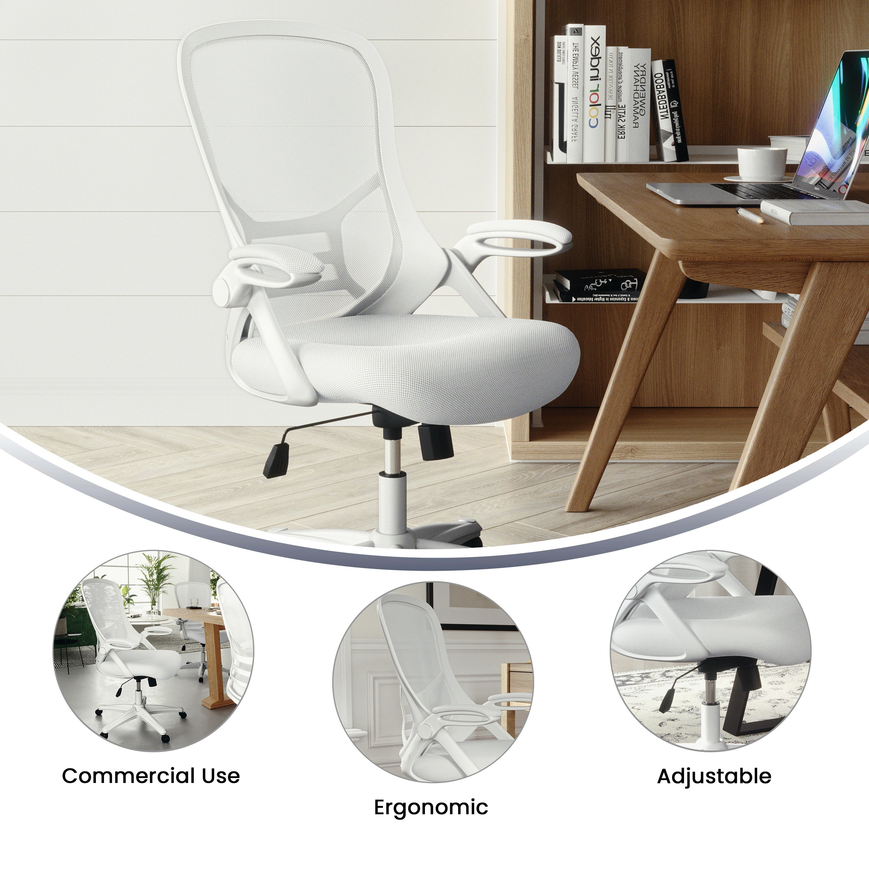 High Back Mesh Ergonomic Swivel Office Chair with Flip-up Arms