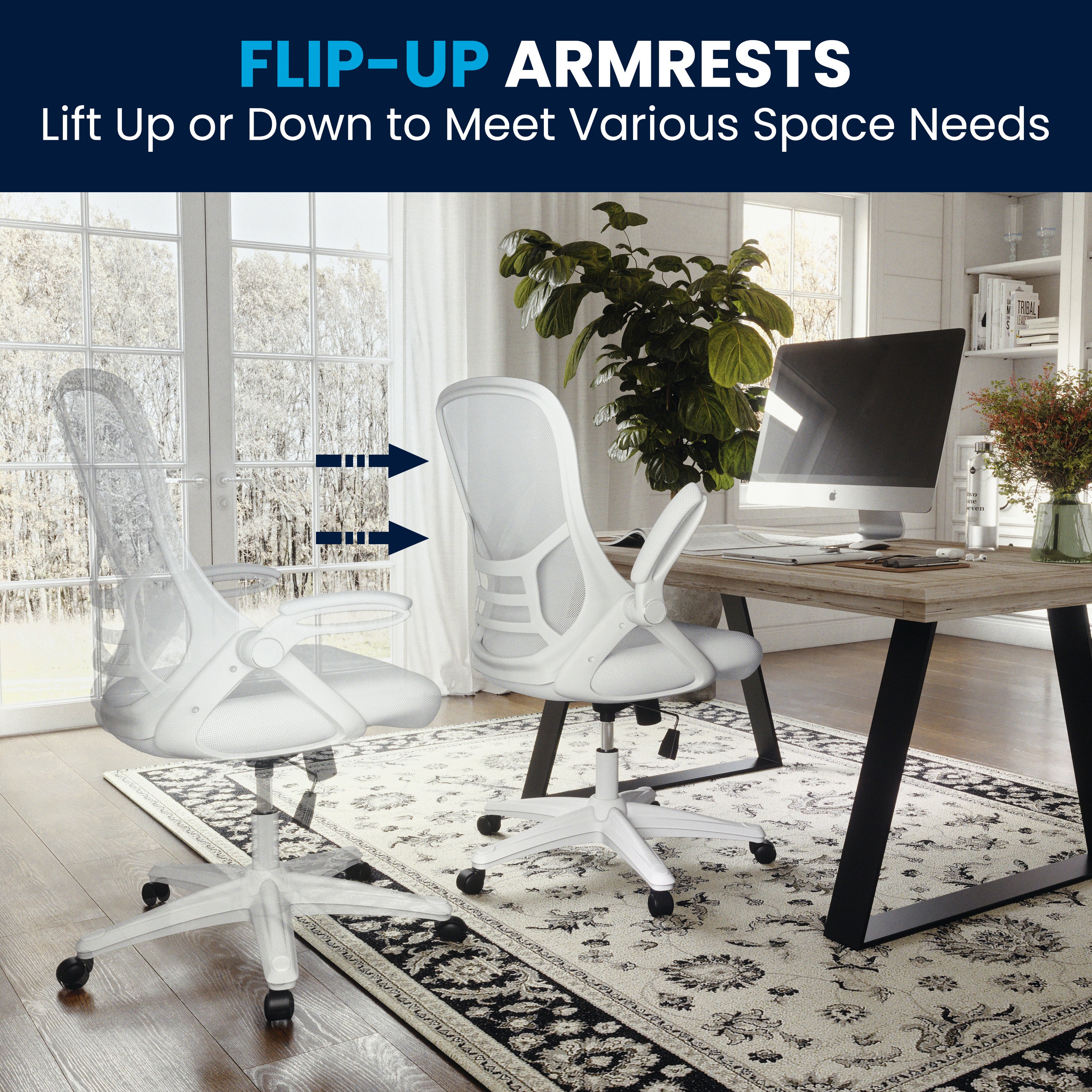 High Back Mesh Ergonomic Swivel Office Chair with Flip-up Arms