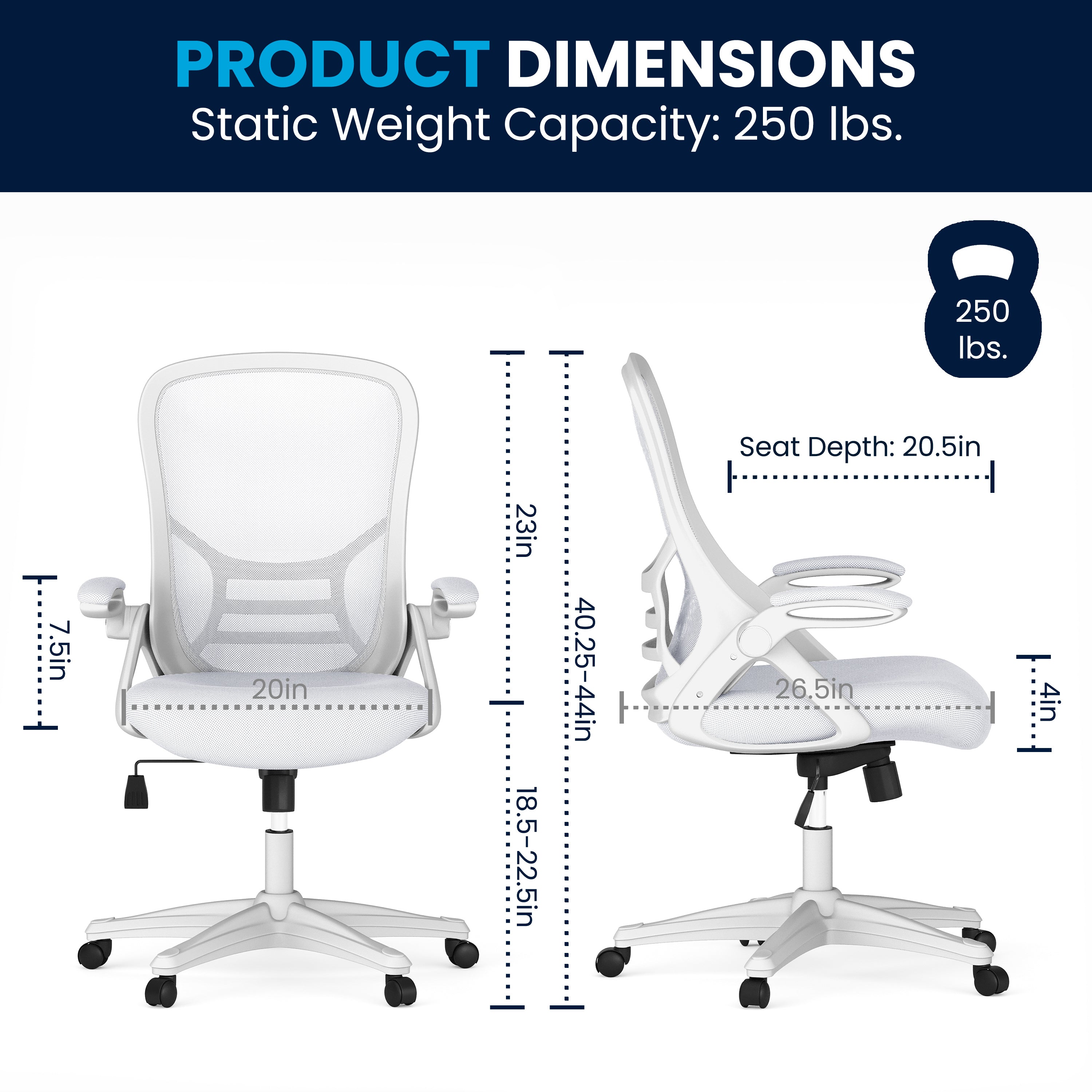 High Back Mesh Ergonomic Swivel Office Chair with Flip-up Arms