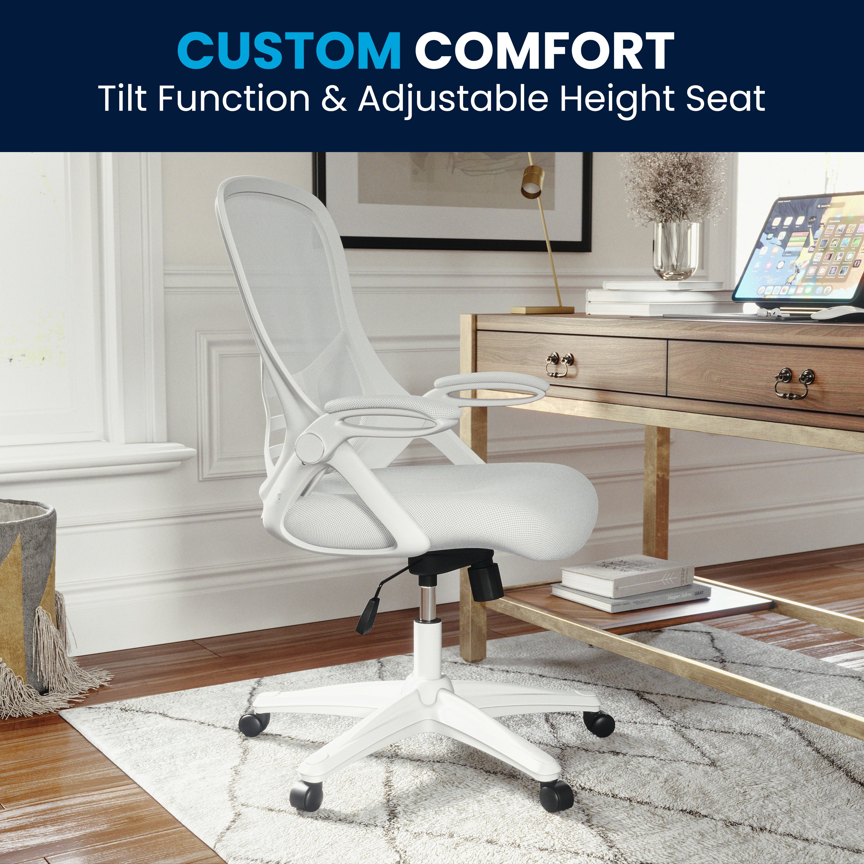 High Back Mesh Ergonomic Swivel Office Chair with Flip-up Arms