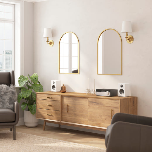Mila Arched Metal Framed Wall Mirror for Hallways, Entryways, Dining and Living Rooms