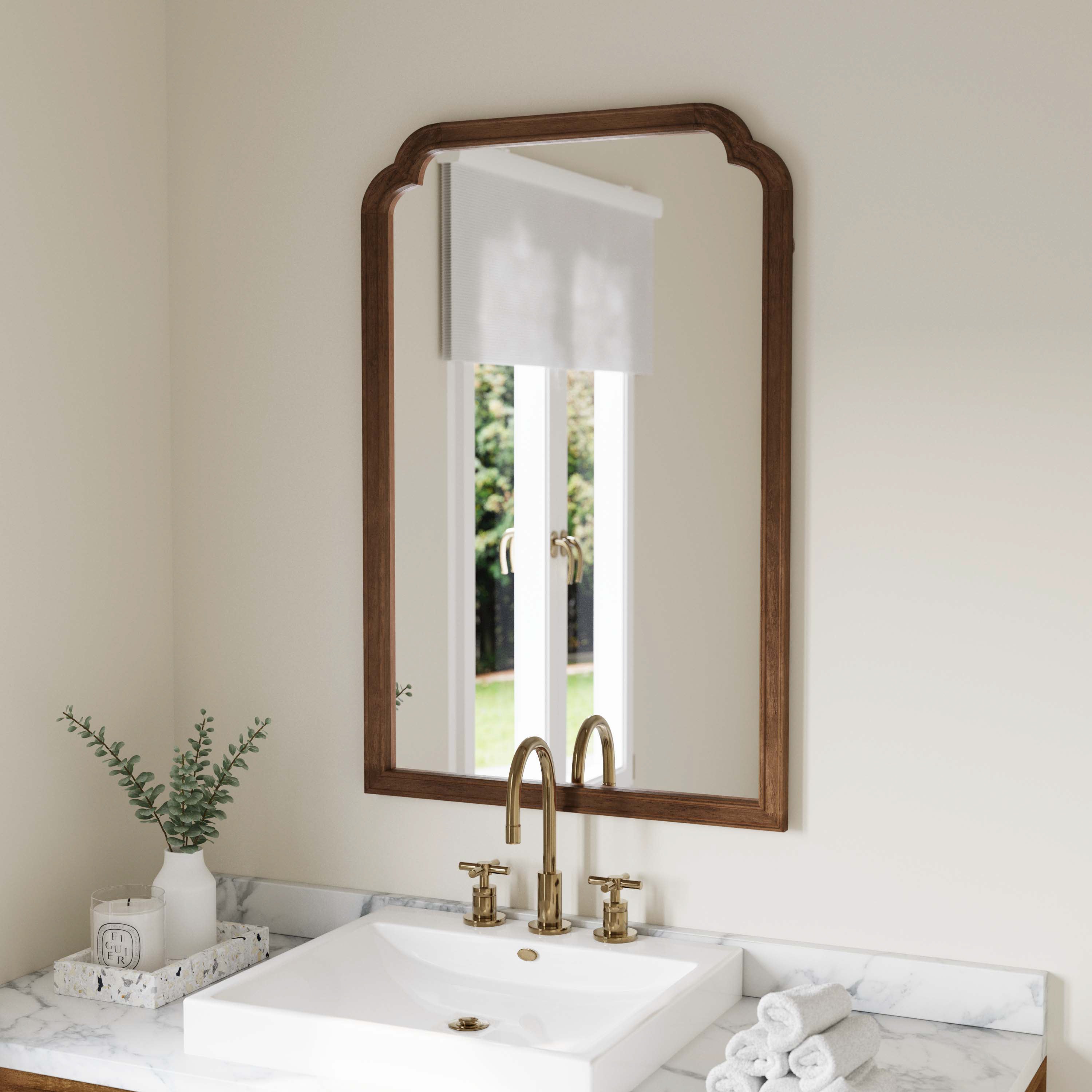 Efie Large Accent Wall Mirror with Solid Wood Frame for Bathroom, Entryway, Dining Room & Living Room