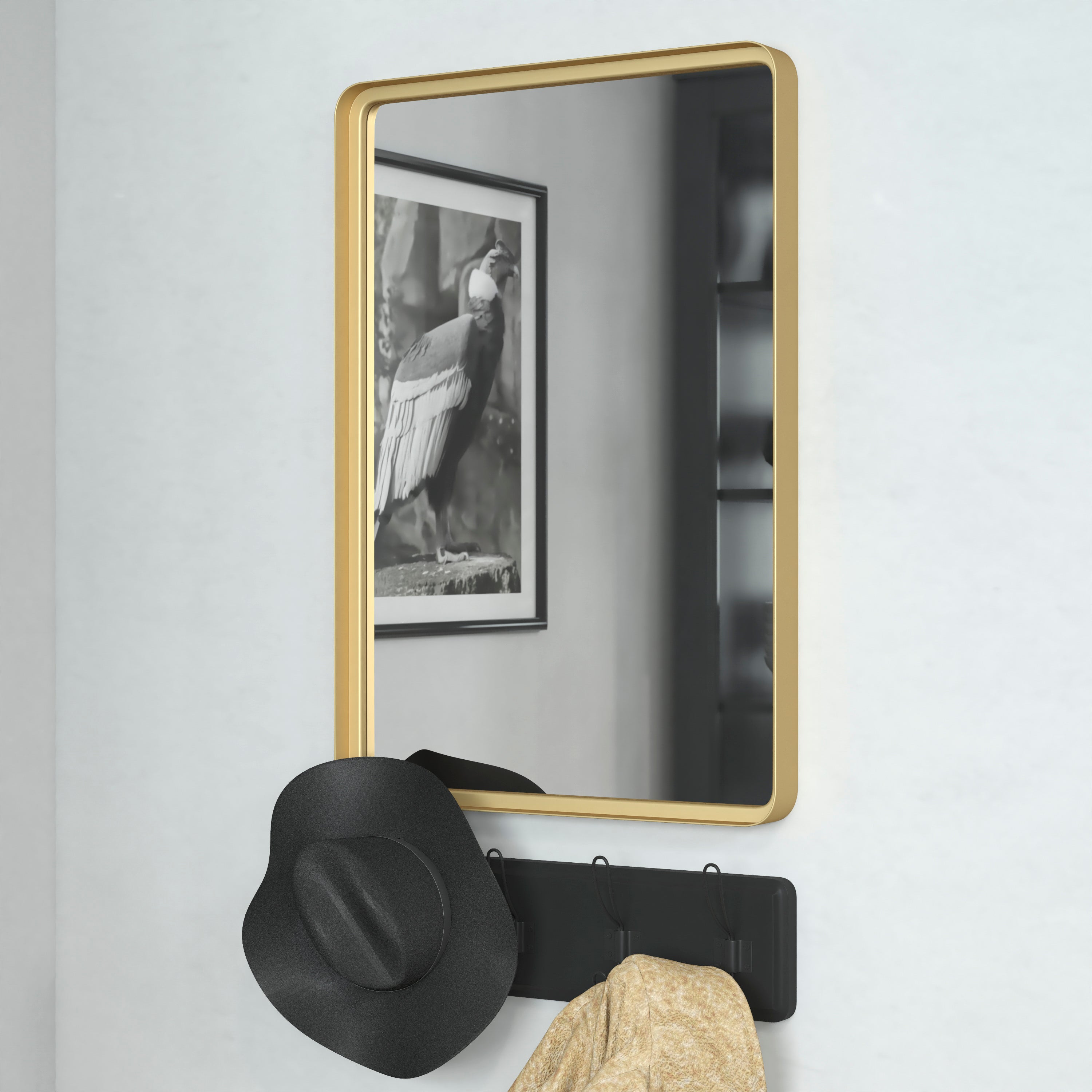 Janinne Decorative Wall Mirror - Rounded Corners, Bathroom & Living Room Glass Mirror Hangs Horizontal Or Vertical-Mirror-Flash Furniture-Wall2Wall Furnishings