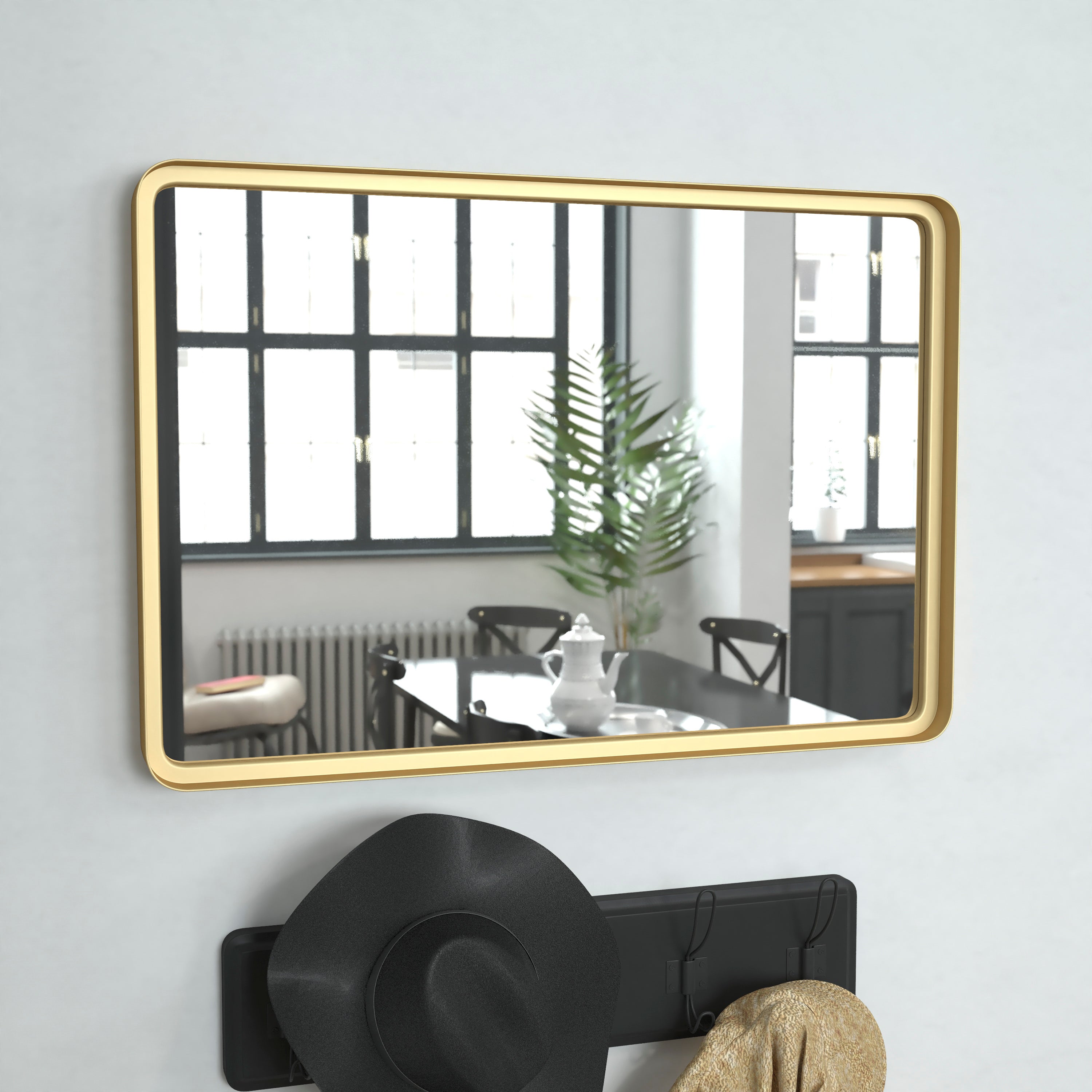 Janinne Decorative Wall Mirror - Rounded Corners, Bathroom & Living Room Glass Mirror Hangs Horizontal Or Vertical-Mirror-Flash Furniture-Wall2Wall Furnishings