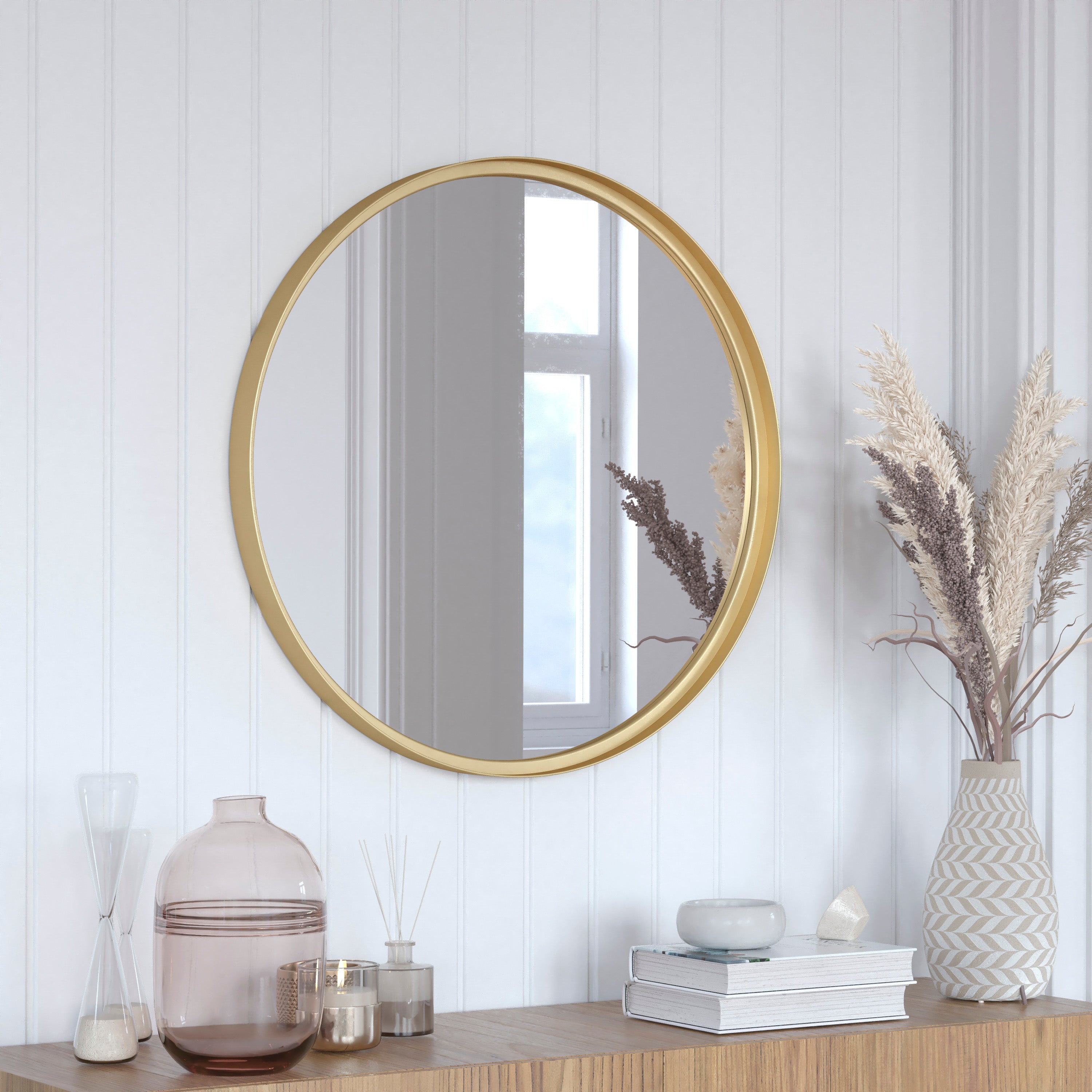 Jennifer Metal Framed Wall Mirror - Large Accent Mirror for Bathroom, Vanity, Entryway, Dining Room, & Living Room-Mirror-Flash Furniture-Wall2Wall Furnishings