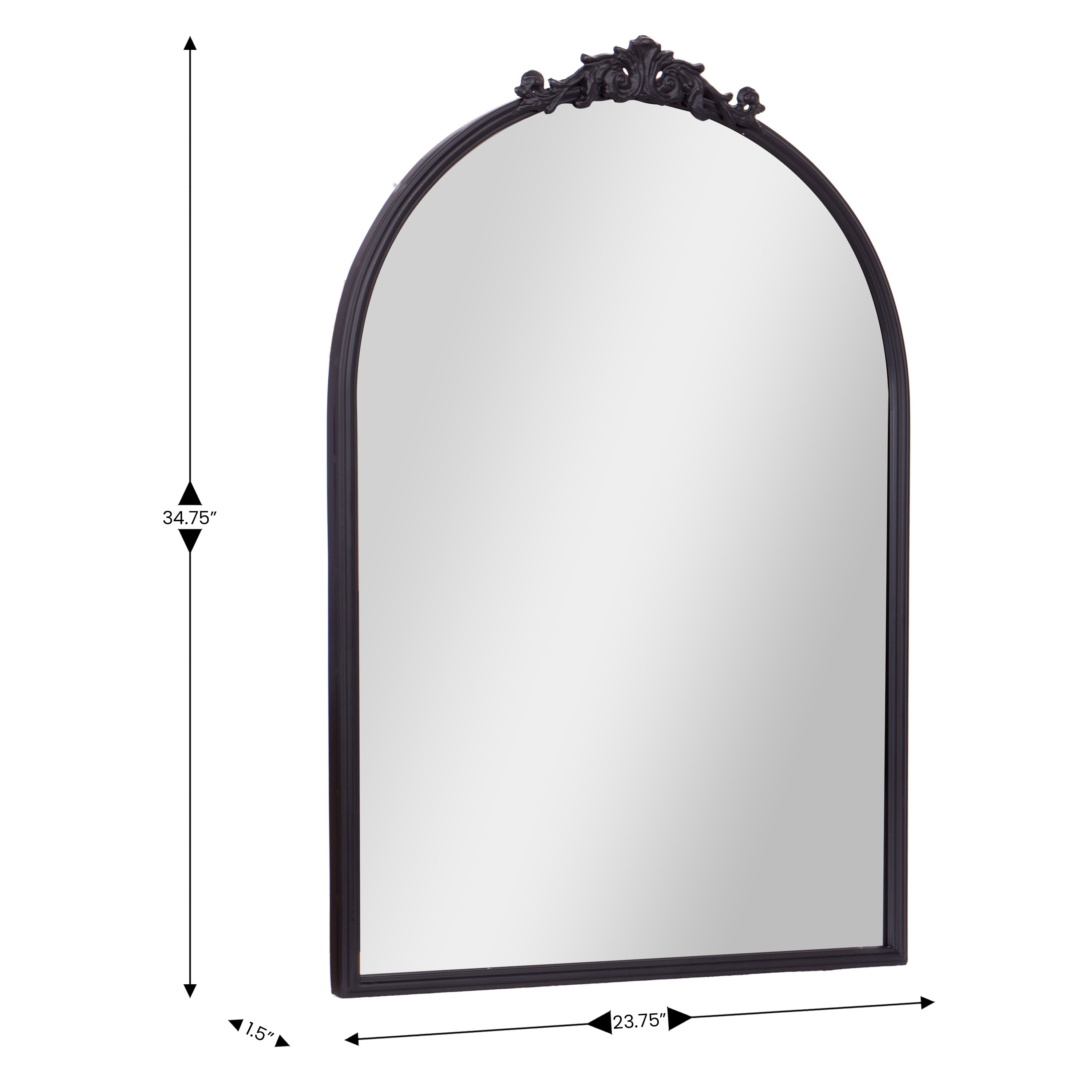 Esme Traditional Arched Wall Mirror with Baroque Detail - Large Accent Mirror for Bathroom, Entryway, Dining Room, & Living Room