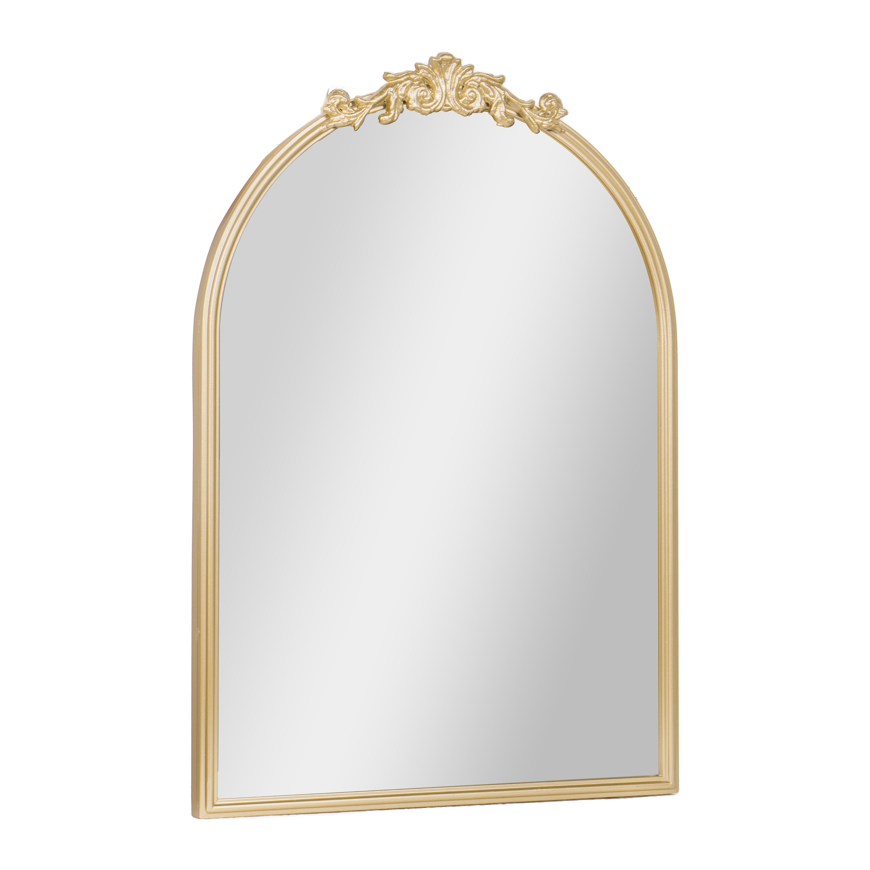 Esme Traditional Arched Wall Mirror with Baroque Detail - Large Accent Mirror for Bathroom, Entryway, Dining Room, & Living Room