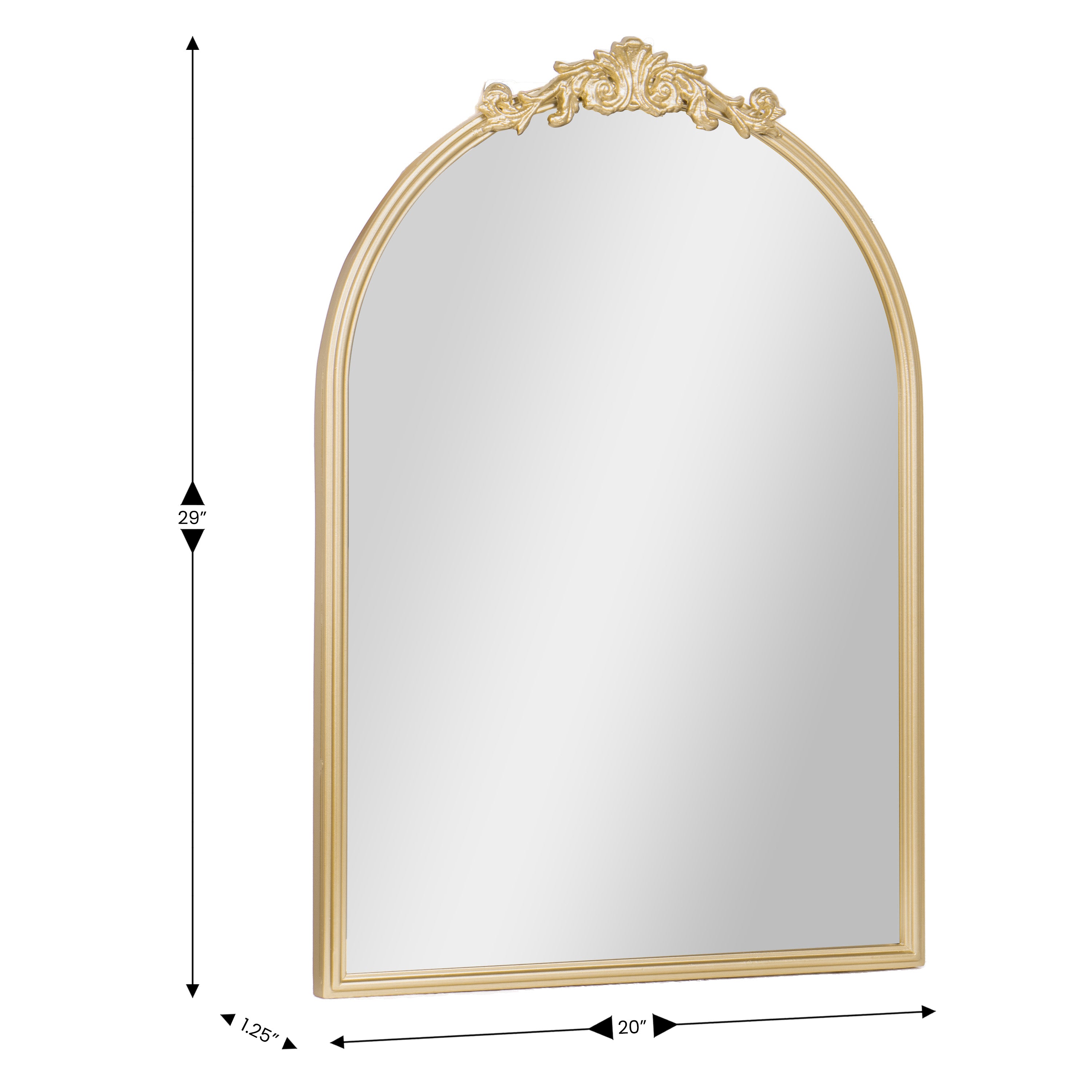 Esme Traditional Arched Wall Mirror with Baroque Detail - Large Accent Mirror for Bathroom, Entryway, Dining Room, & Living Room