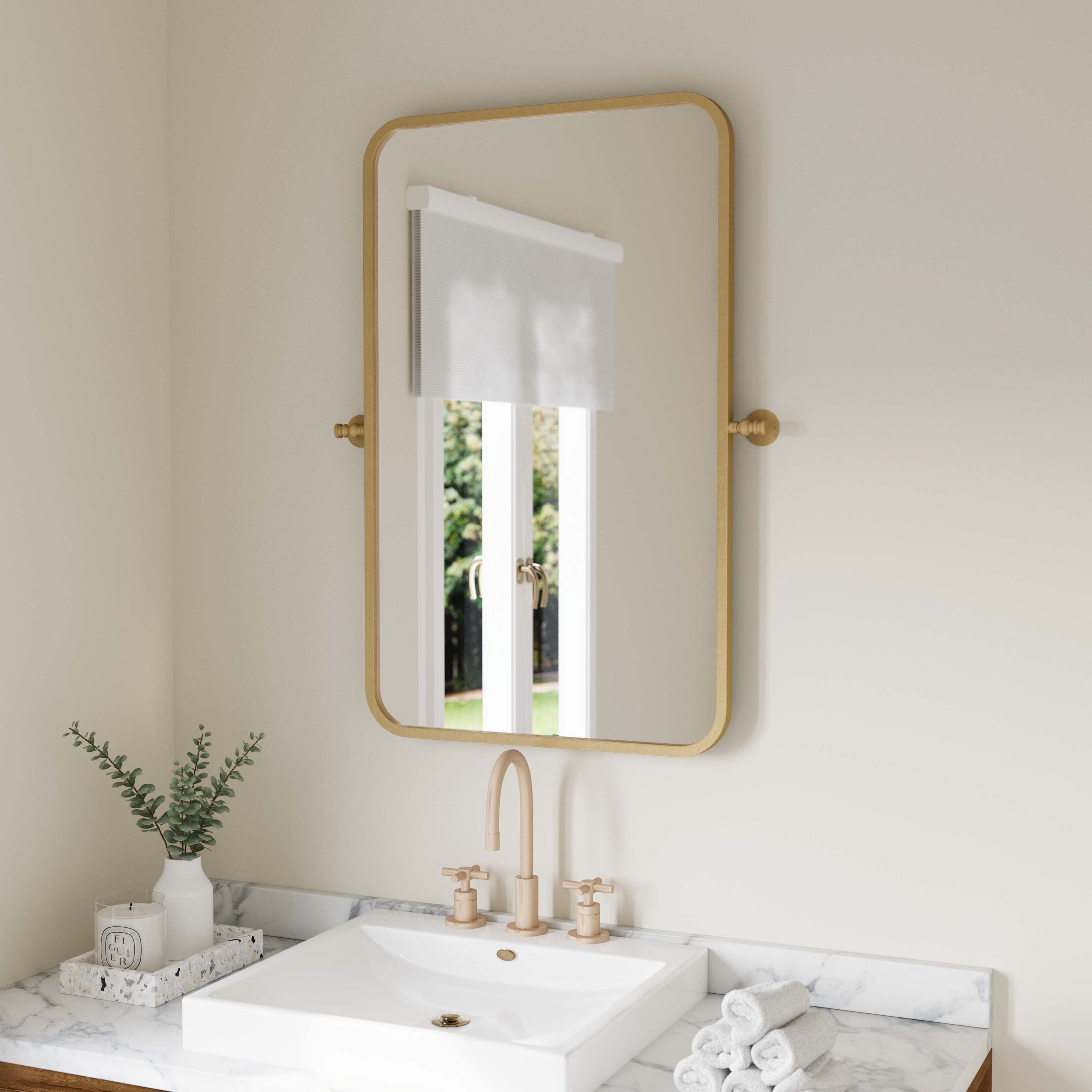 Finlay Metal Pivot Wall Mirror - Large Accent Vanity Mirror for Bathroom