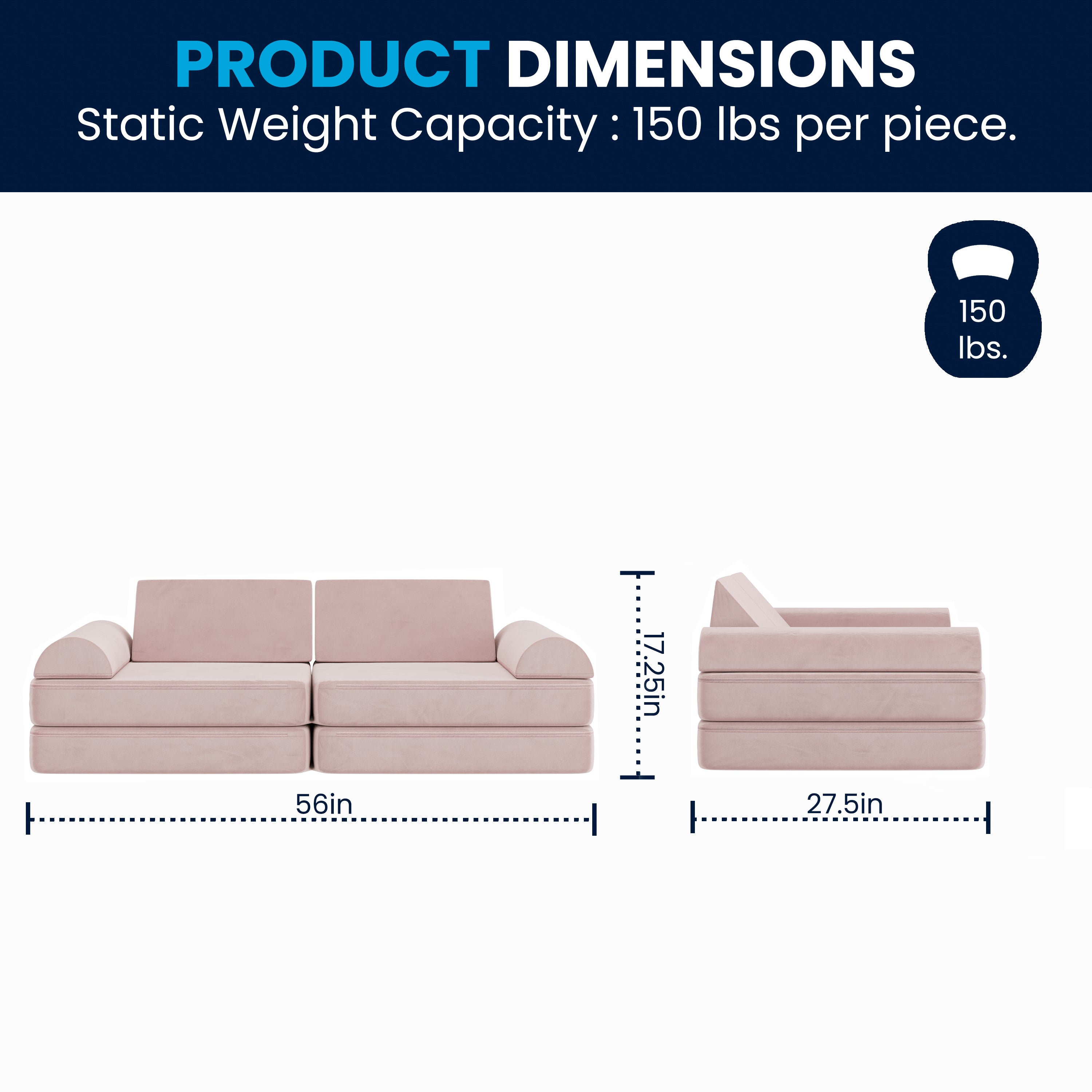 Marlowe Modular Kids Play Couch with 6 Soft Foam Sectional Sofa Pieces
