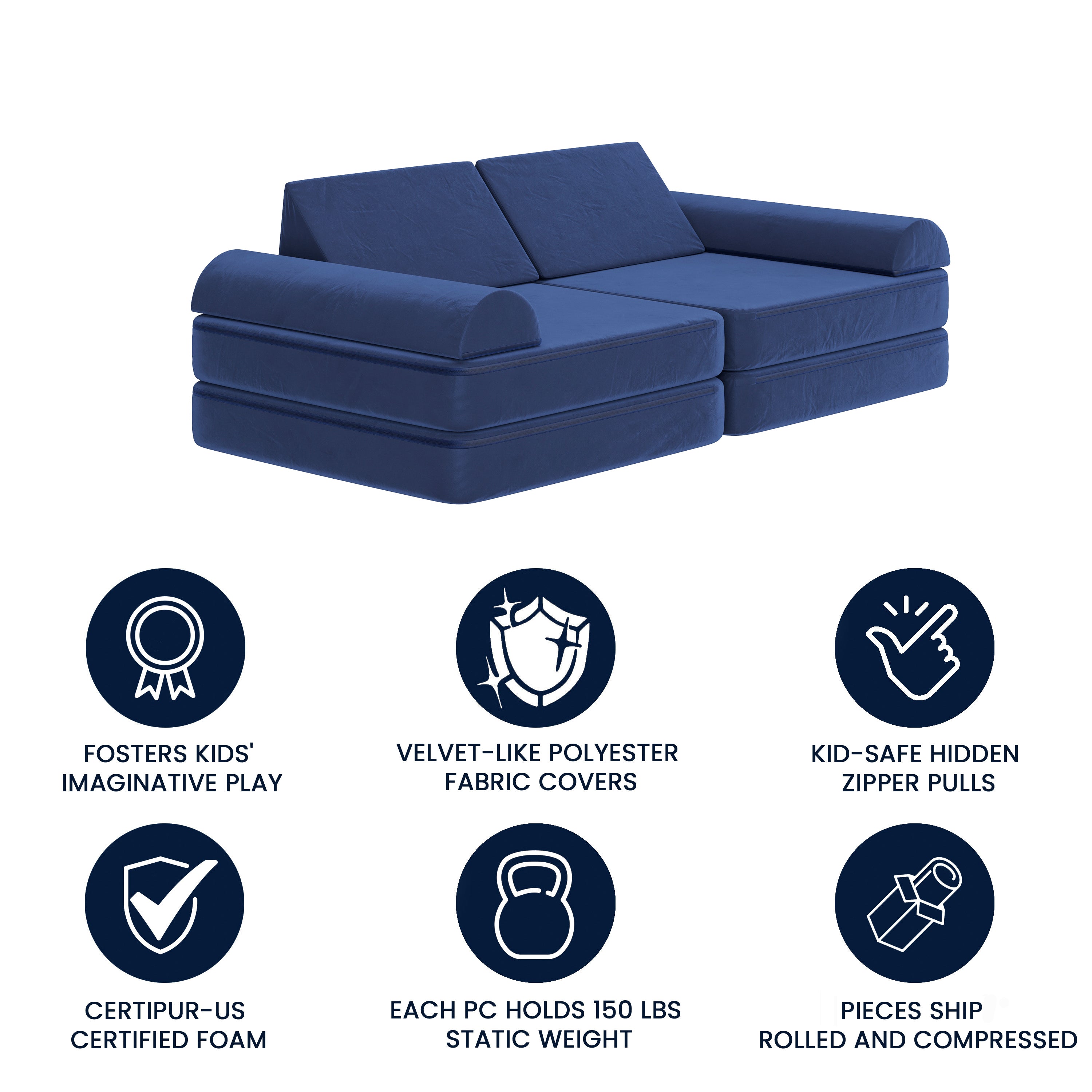 Marlowe Modular Kids Play Couch with 6 Soft Foam Sectional Sofa Pieces