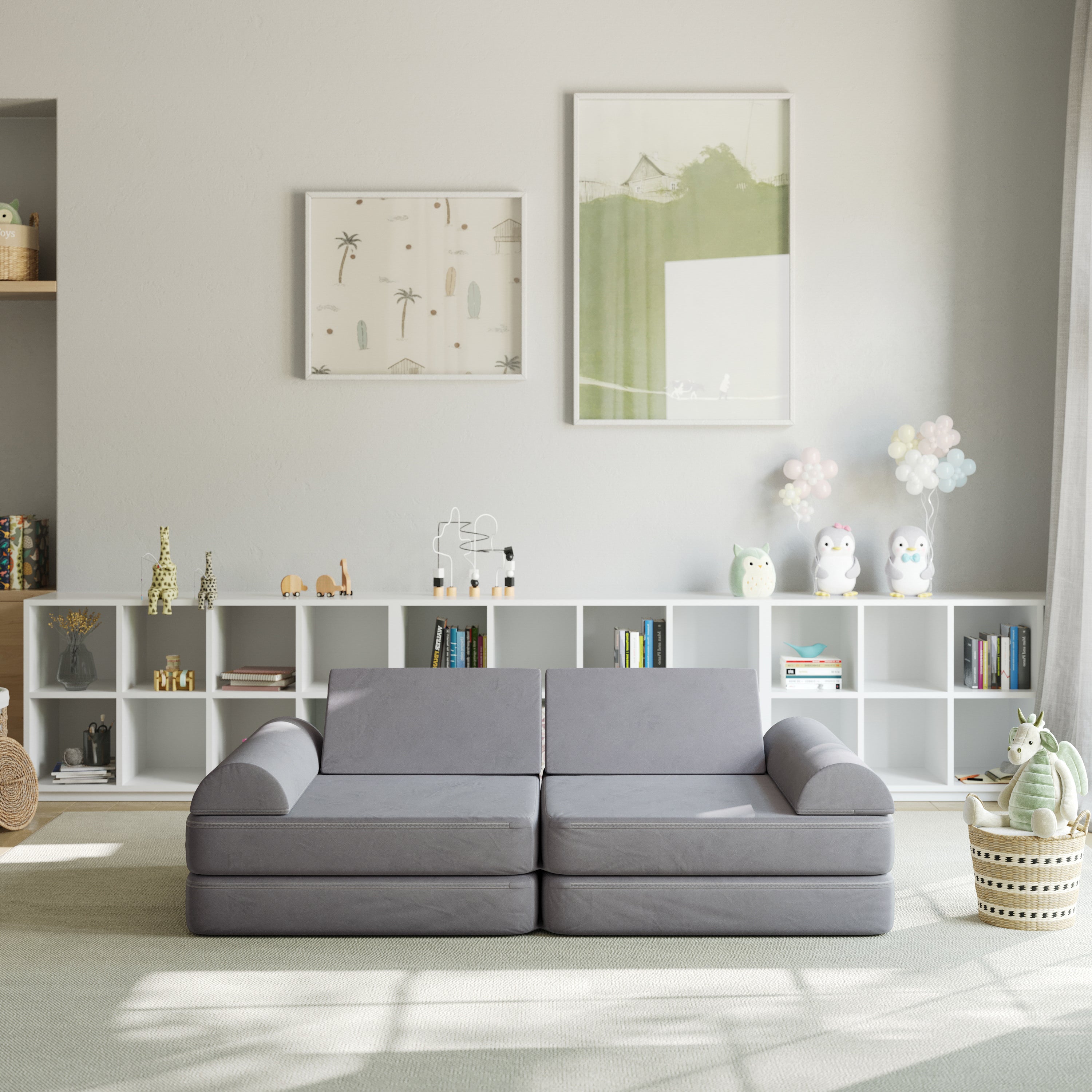 Marlowe Modular Kids Play Couch with 6 Soft Foam Sectional Sofa Pieces
