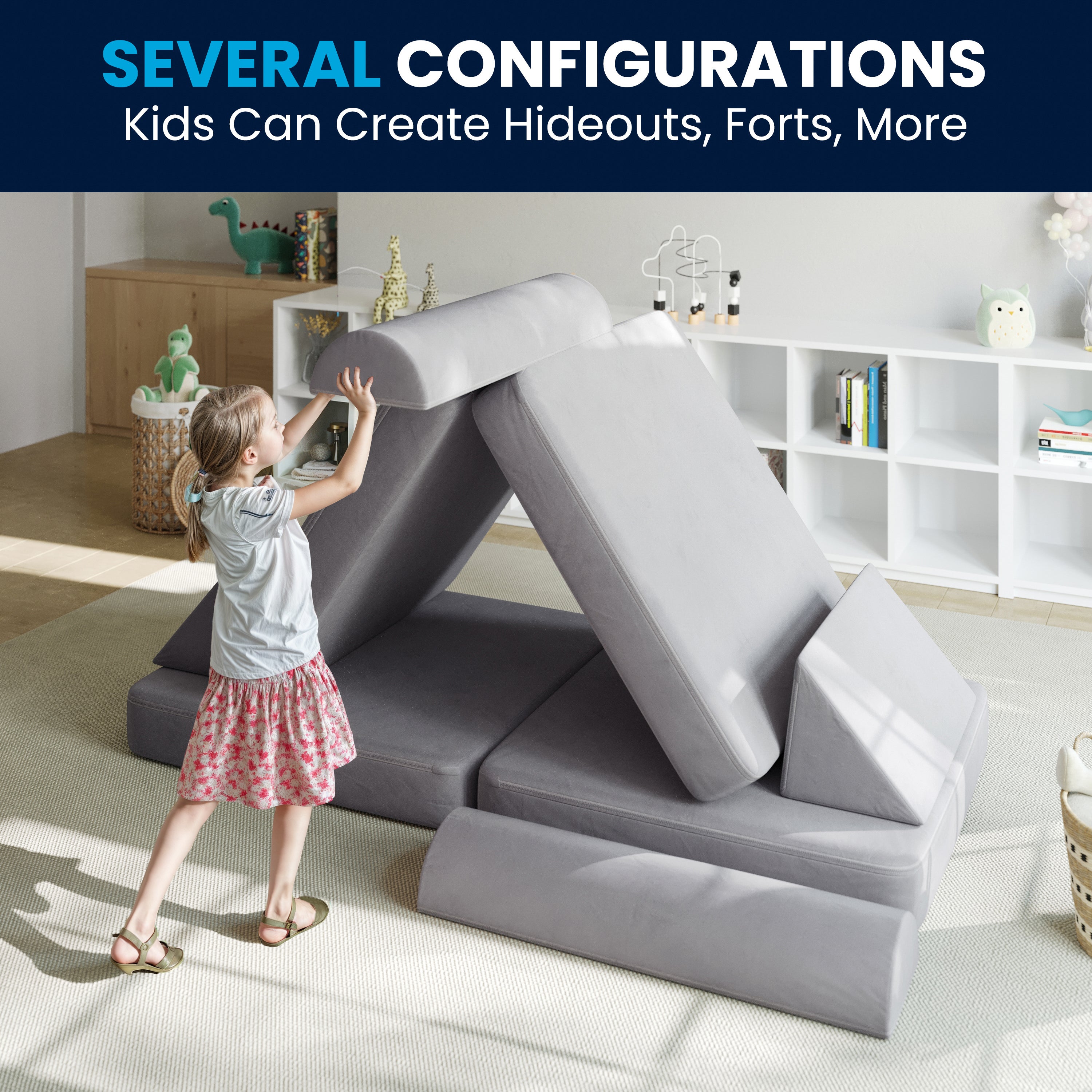 Marlowe Modular Kids Play Couch with 6 Soft Foam Sectional Sofa Pieces