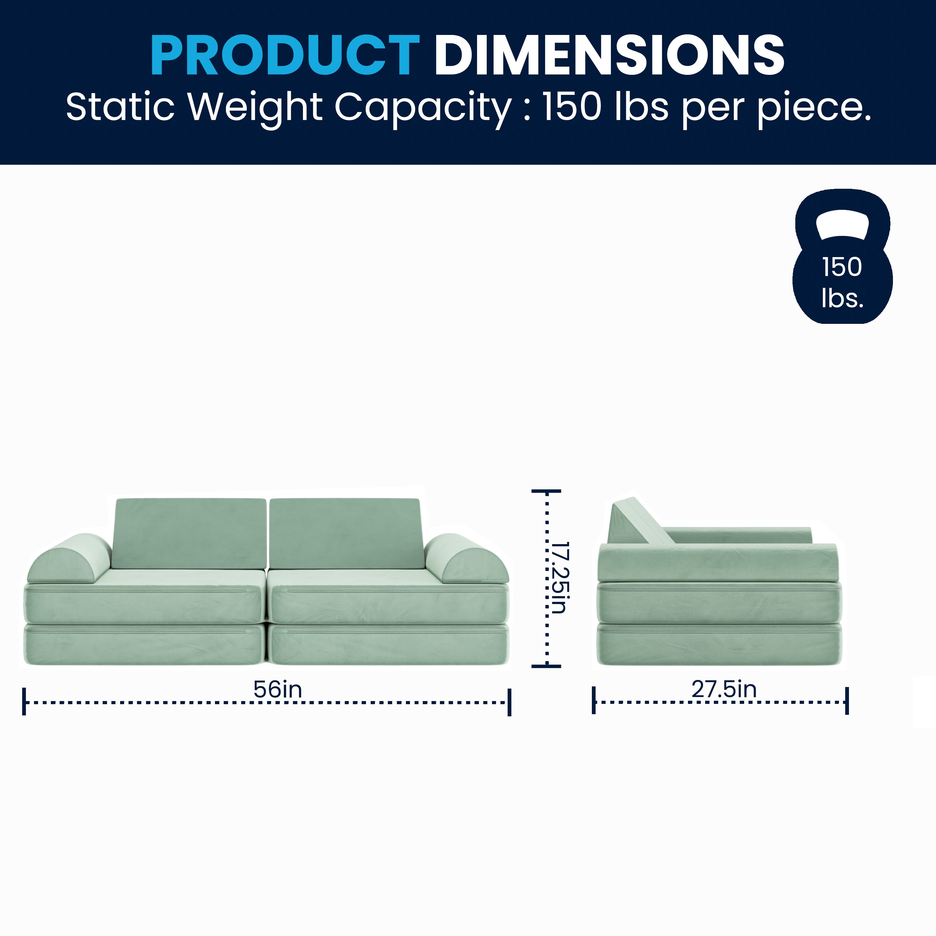 Marlowe Modular Kids Play Couch with 6 Soft Foam Sectional Sofa Pieces
