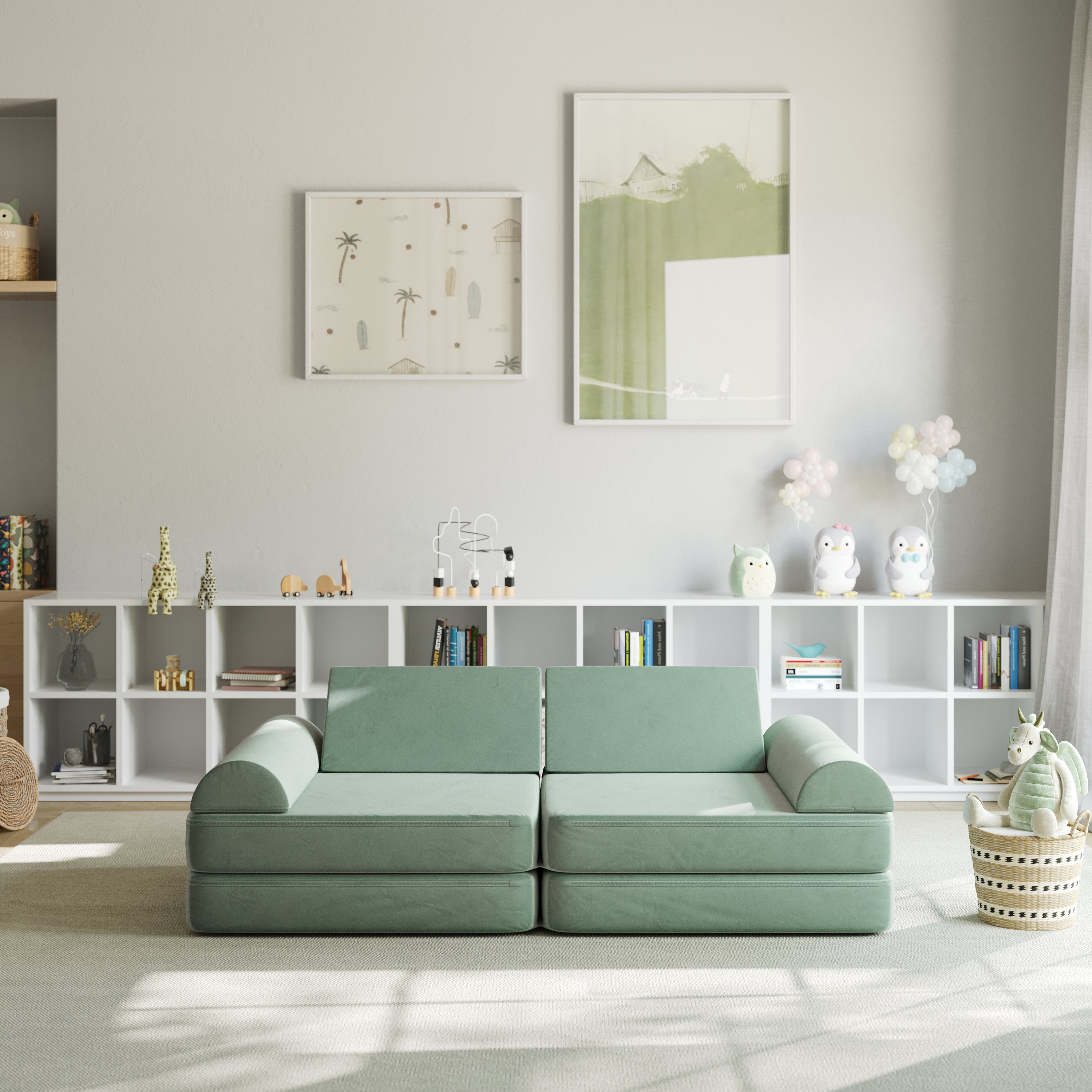 Marlowe Modular Kids Play Couch with 6 Soft Foam Sectional Sofa Pieces