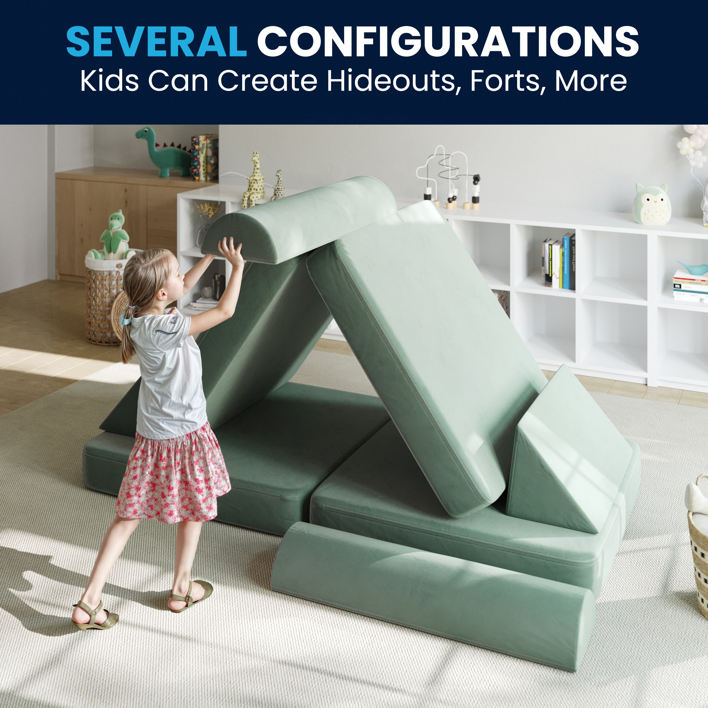 Marlowe Modular Kids Play Couch with 6 Soft Foam Sectional Sofa Pieces