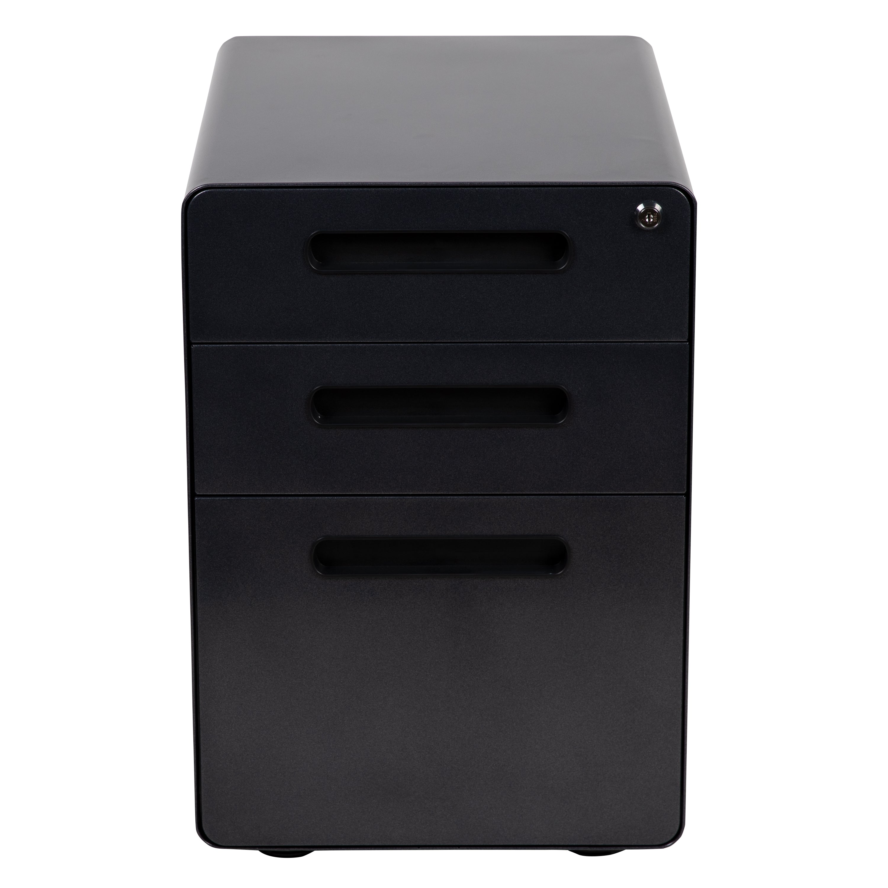 Ergonomic 3-Drawer Mobile Locking Filing Cabinet with Anti-Tilt Mechanism and Hanging Drawer for Legal & Letter Files