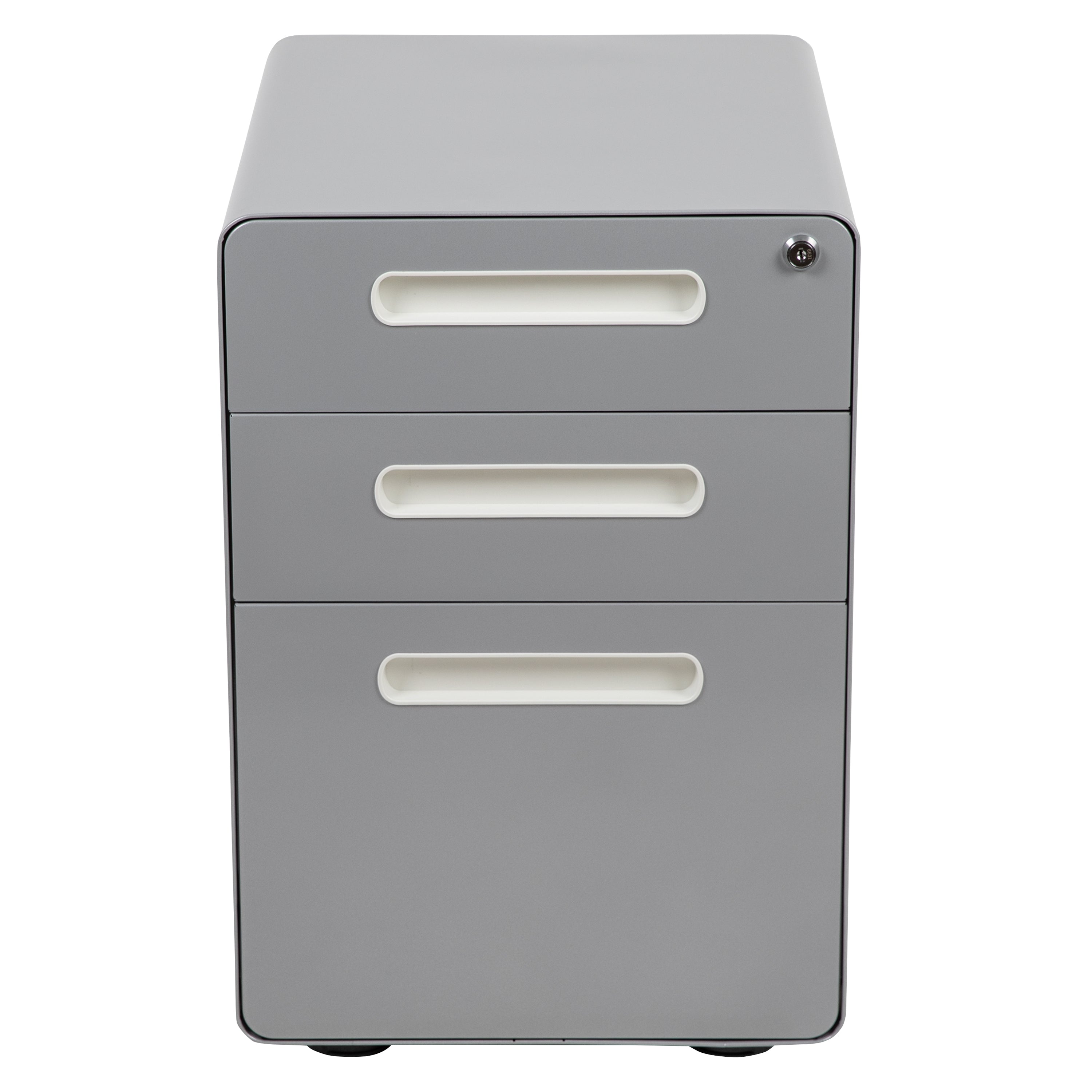 Ergonomic 3-Drawer Mobile Locking Filing Cabinet with Anti-Tilt Mechanism and Hanging Drawer for Legal & Letter Files